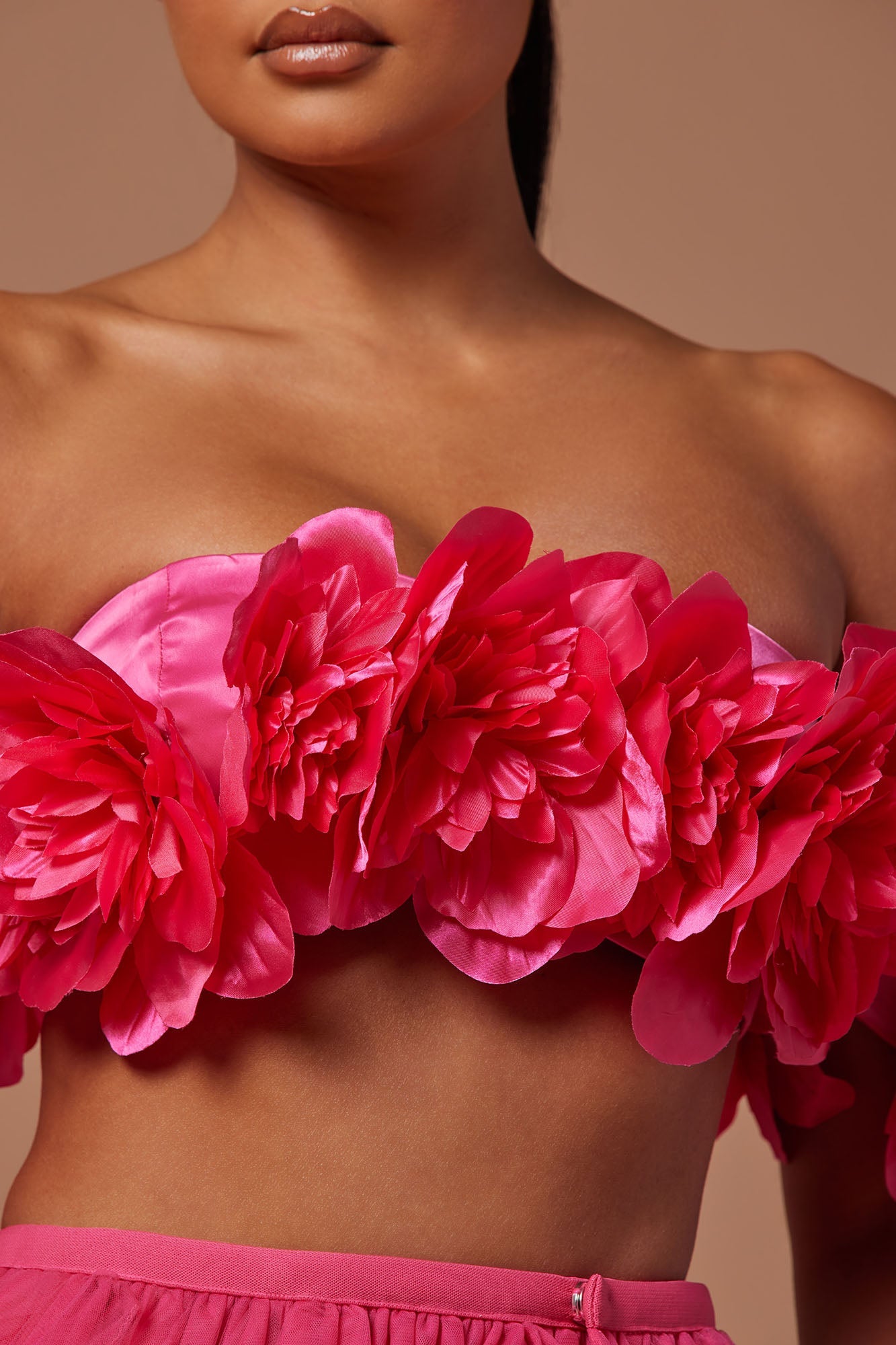 Farah Flower Cropped Top - Hot Pink