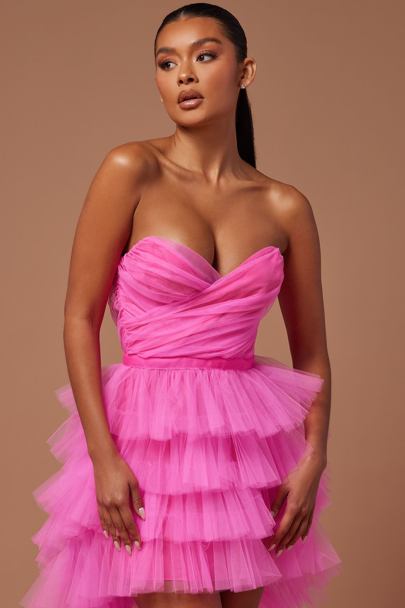 Sweetheart Tulle Maxi Dress - Hot Pink