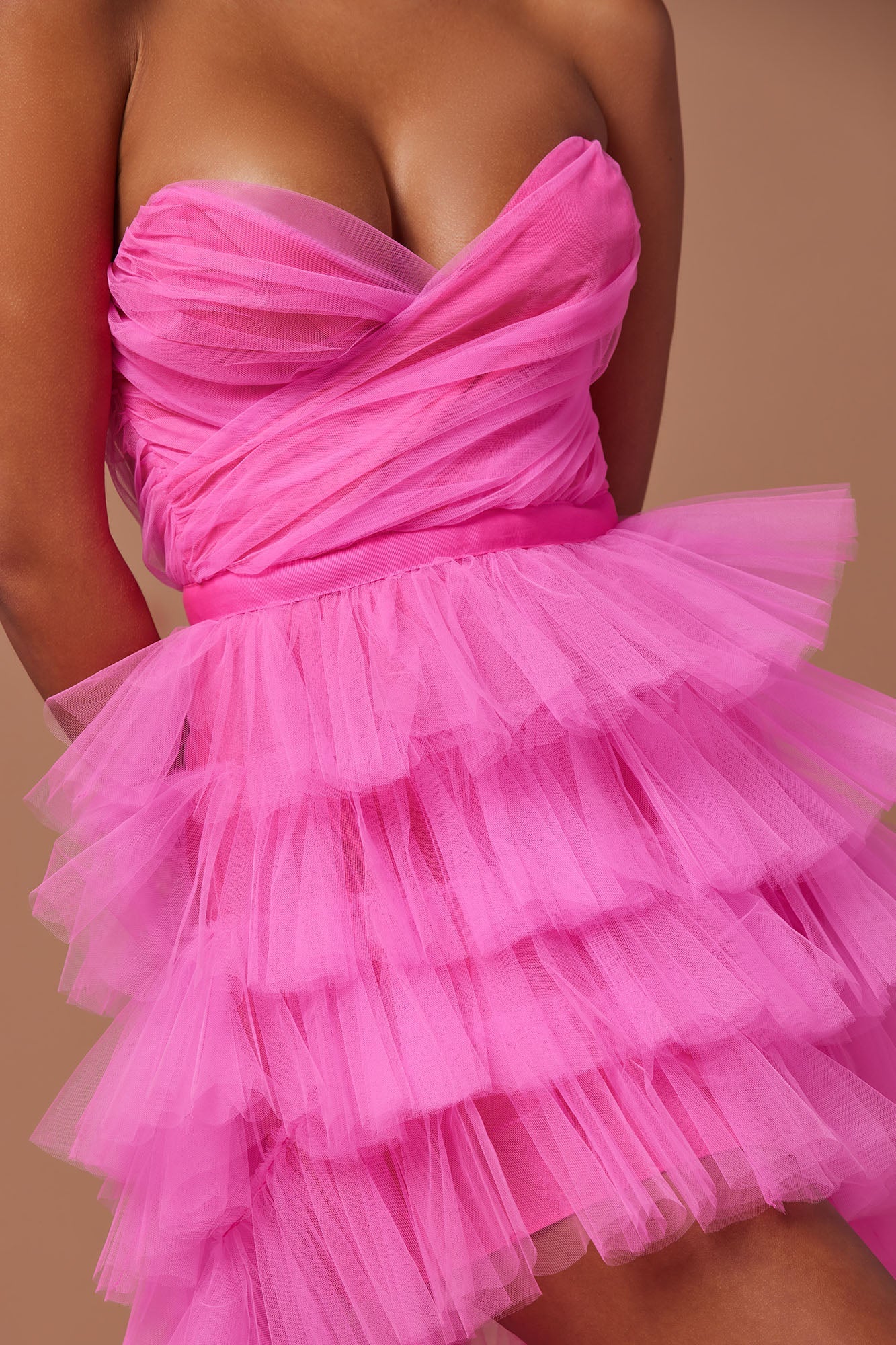 Sweetheart Tulle Maxi Dress - Hot Pink