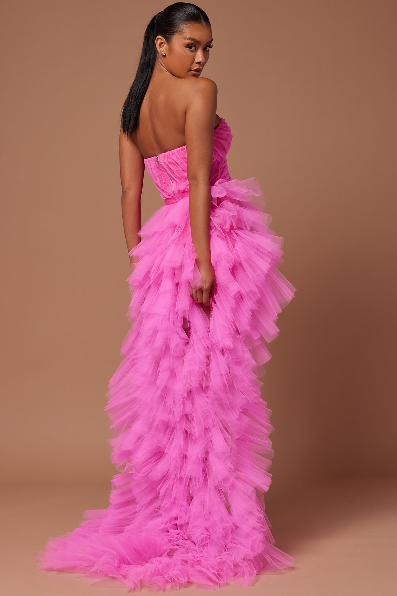 Sweetheart Tulle Maxi Dress - Hot Pink