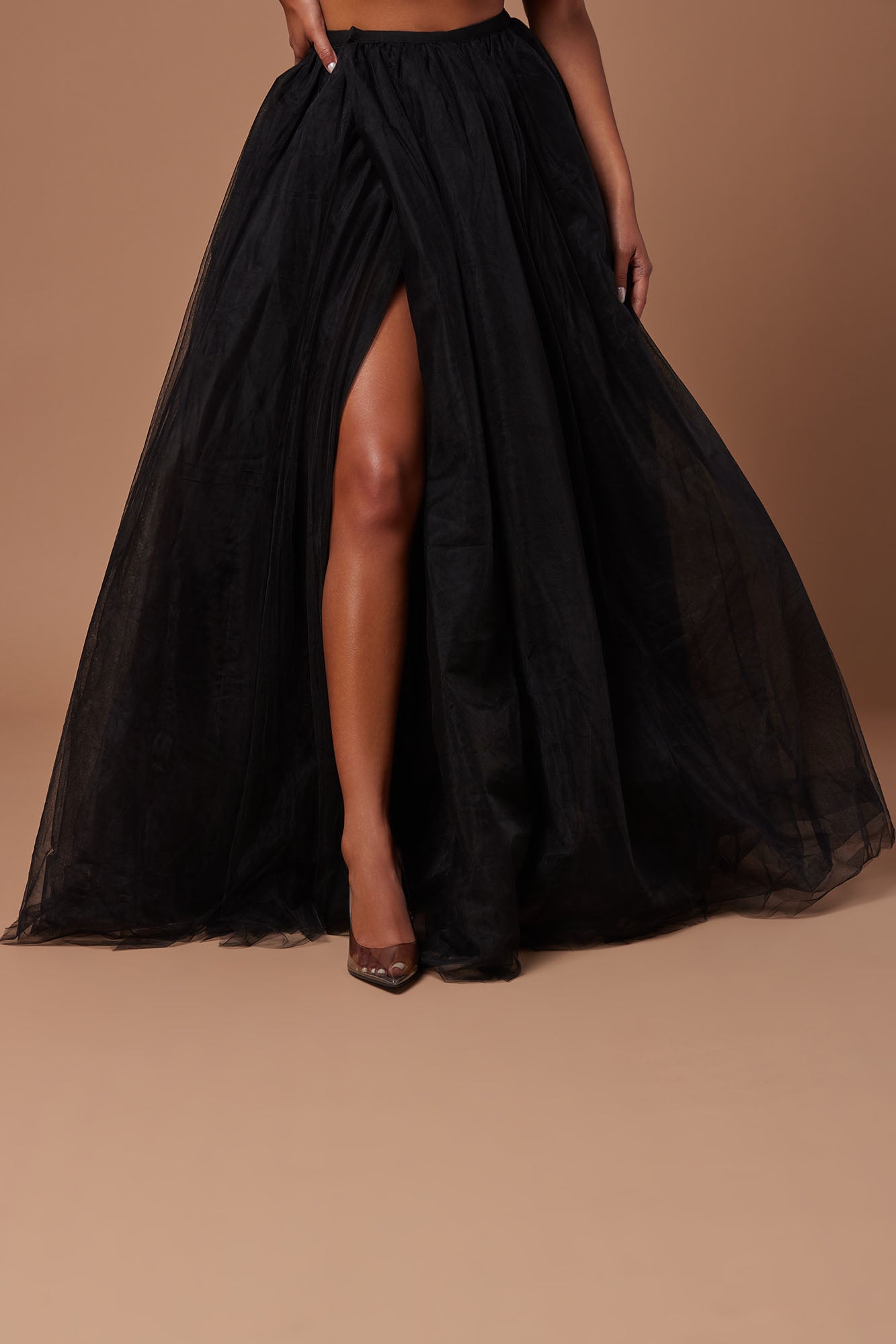 Shayna Tulle Maxi Skirt - Black