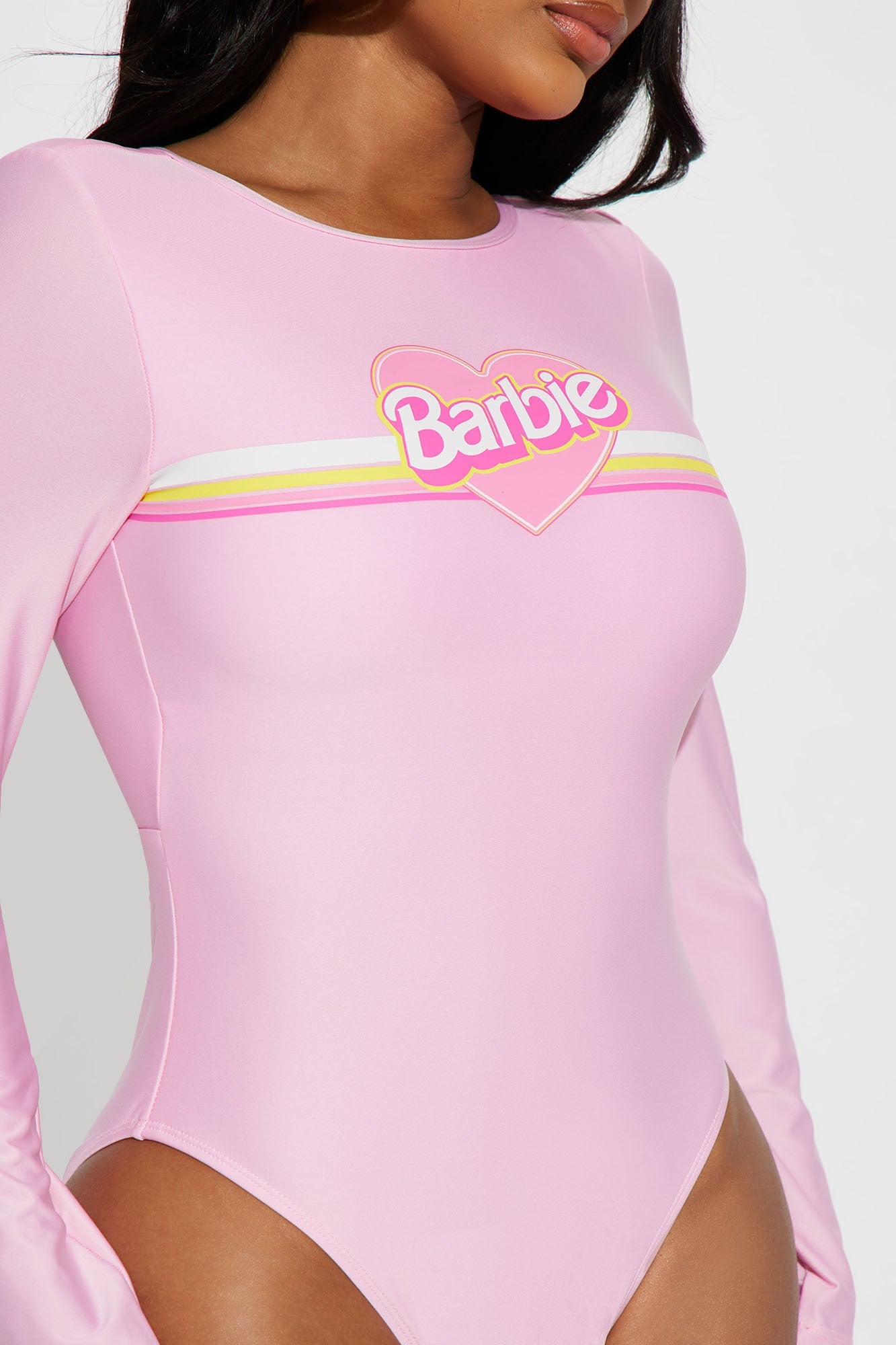 Beach Barbie 1 Piece Long Sleeve Swimsuit - Pink
