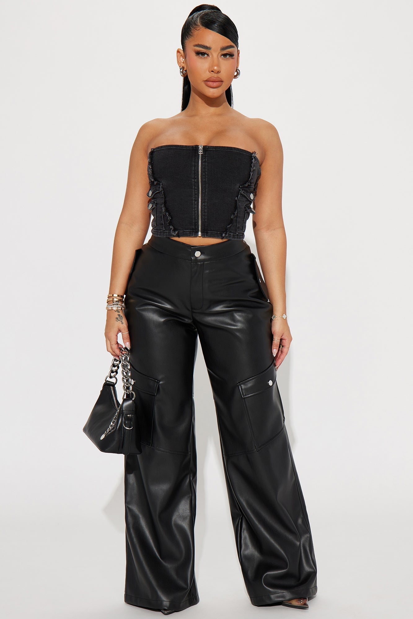Wishlist Denim Corset Top - Black