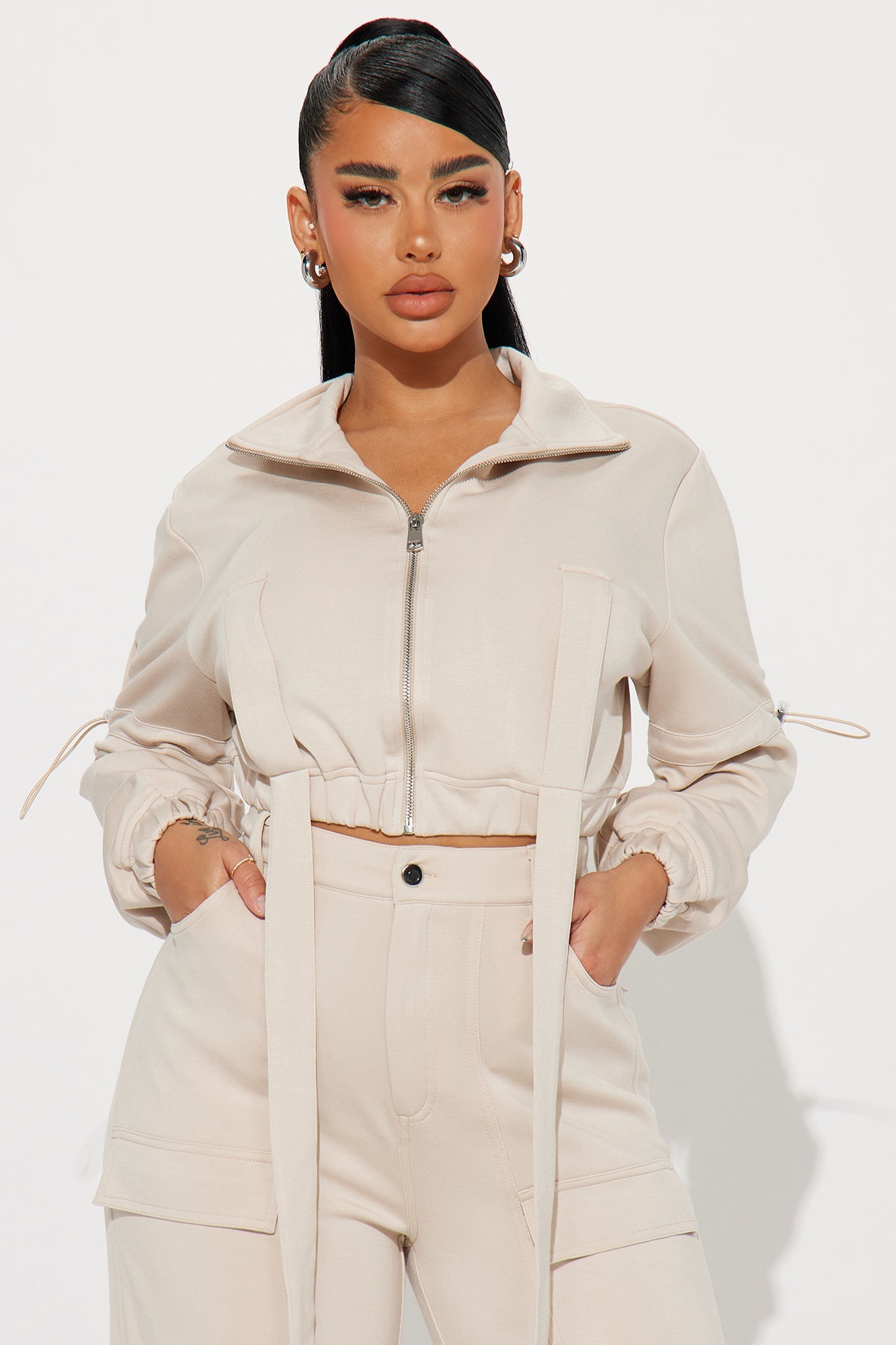 Carrie Cargo Pant Set - Taupe