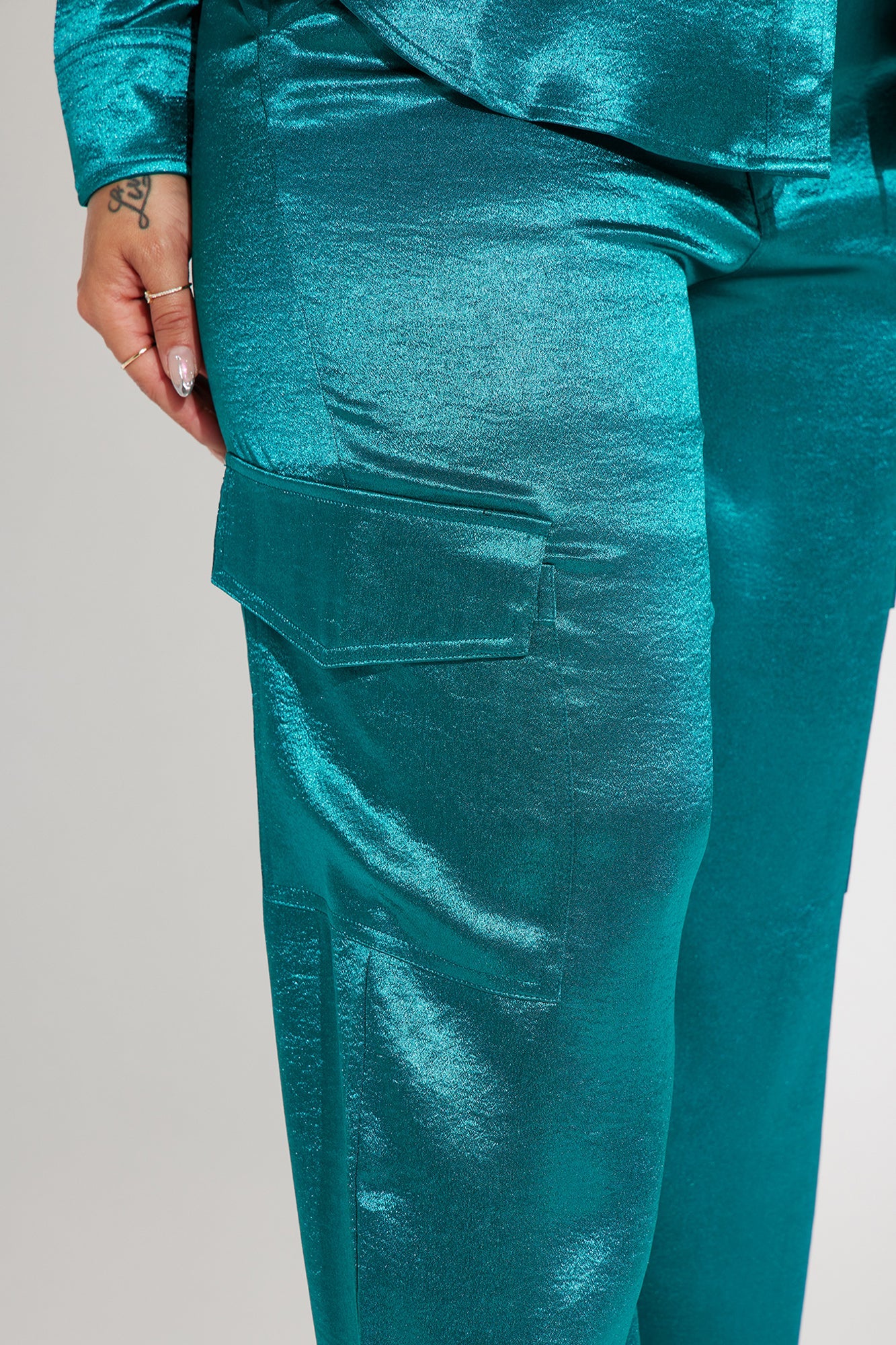 Same Girl Satin Pant Set - Teal