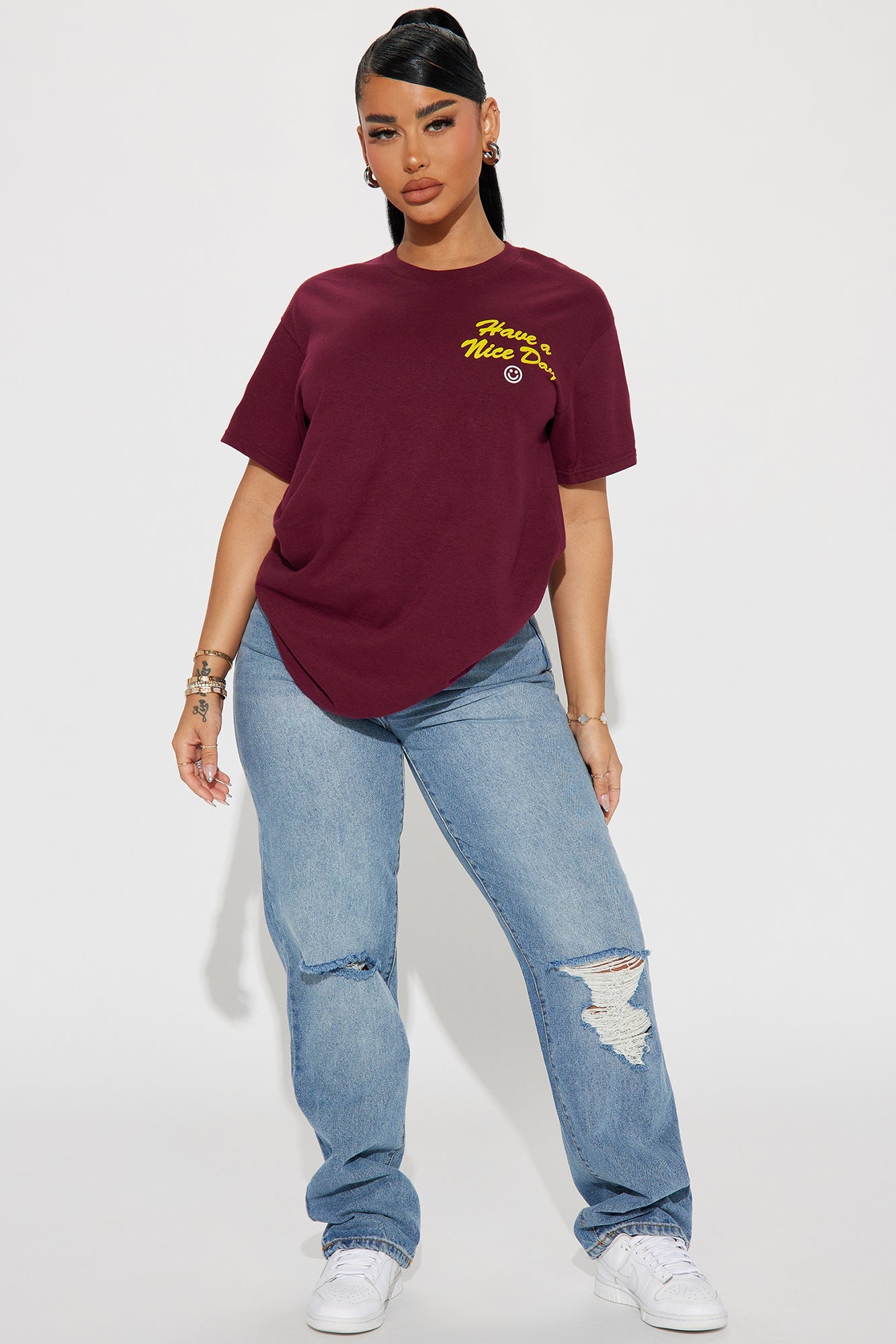 Have A Nice Day Graphic Tee - Burgundy
