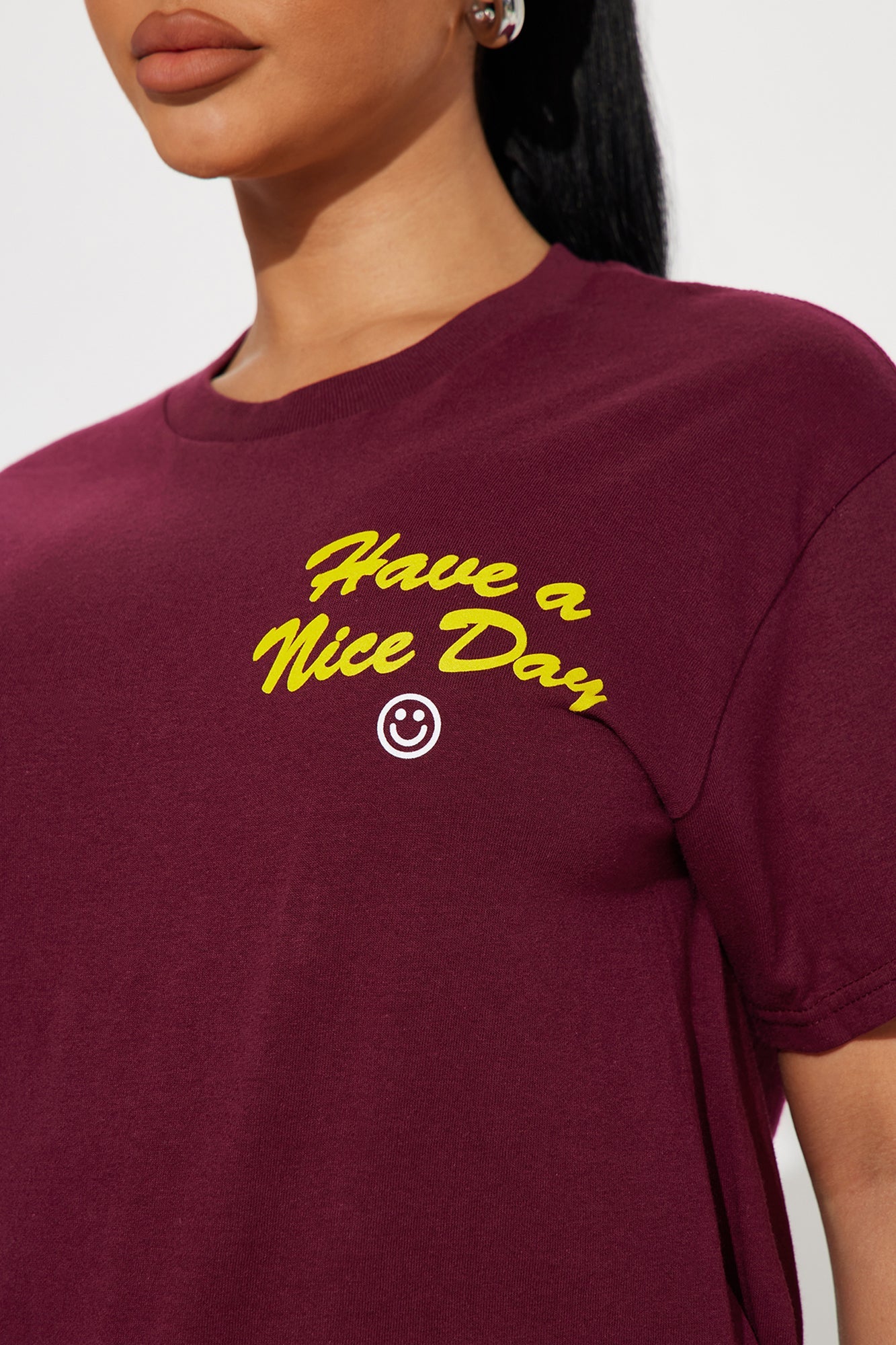 Have A Nice Day Graphic Tee - Burgundy