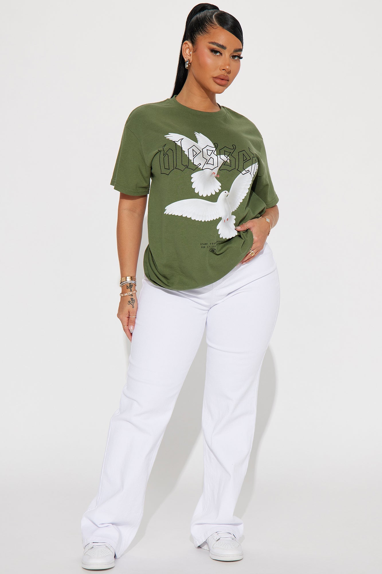 Stay Blessed Graphic Tee - Sage
