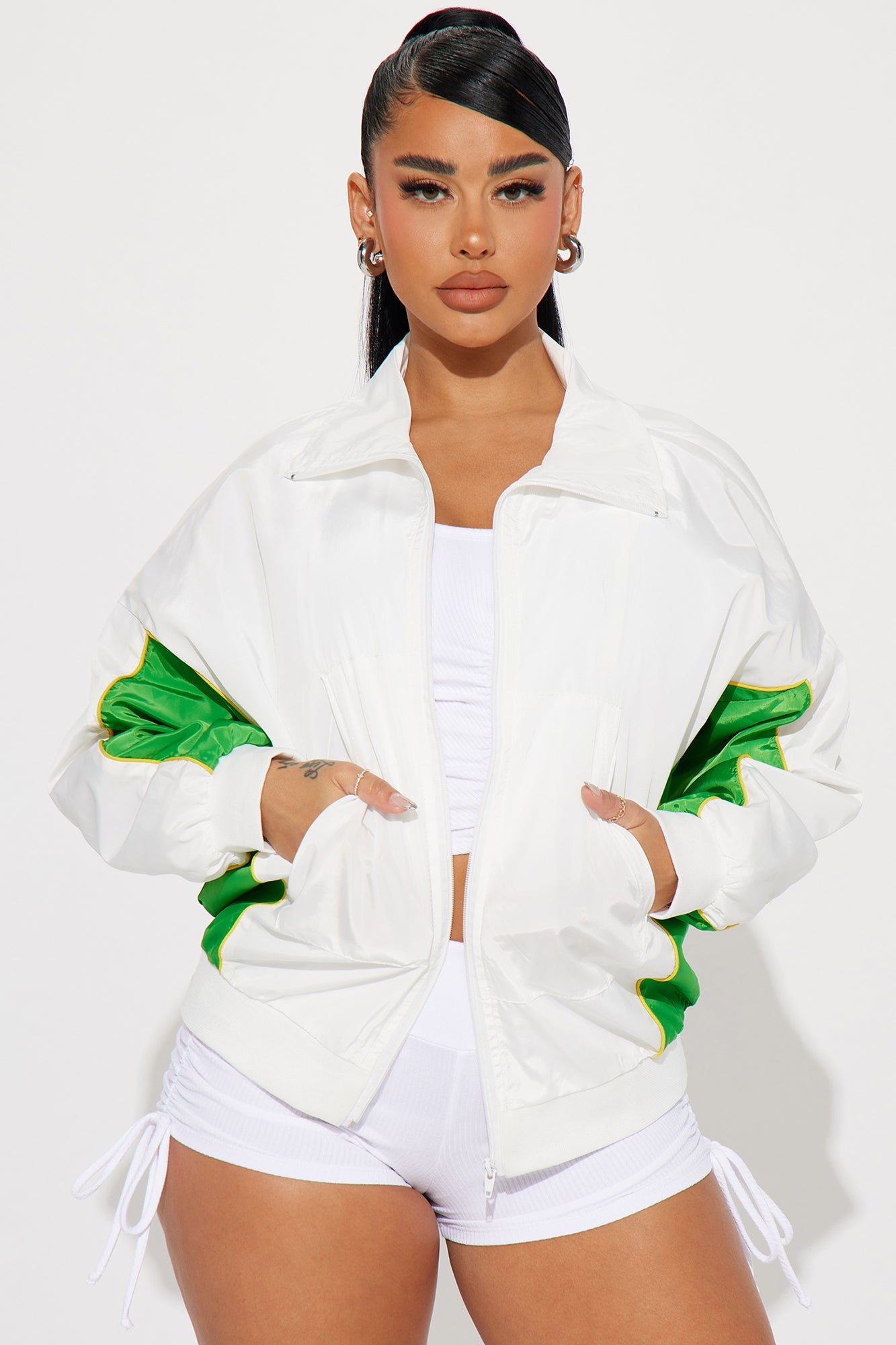 Fitness Club Windbreaker Jacket - White/combo