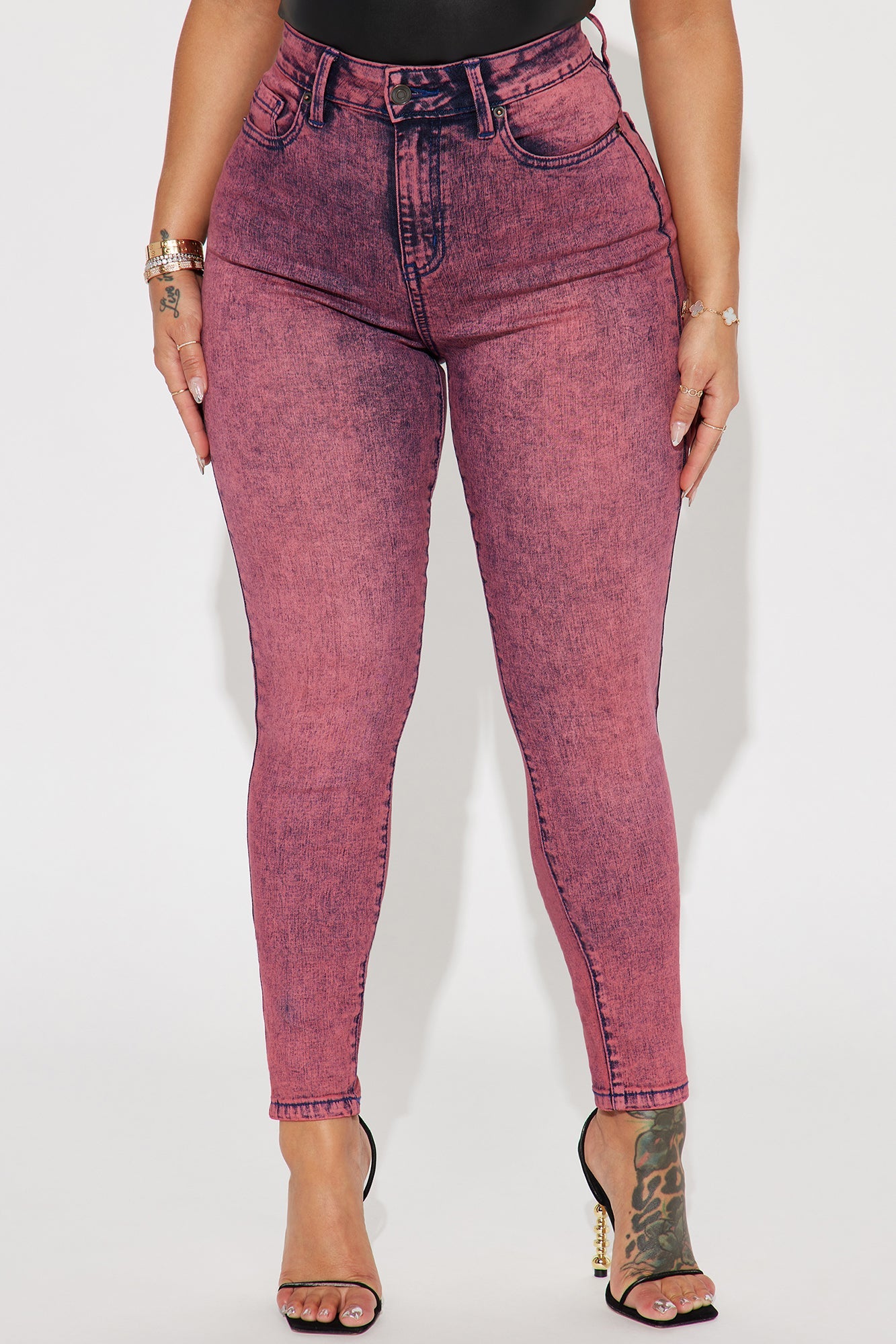It's Giving High Stretch Curvy Skinny Jeans - Pink