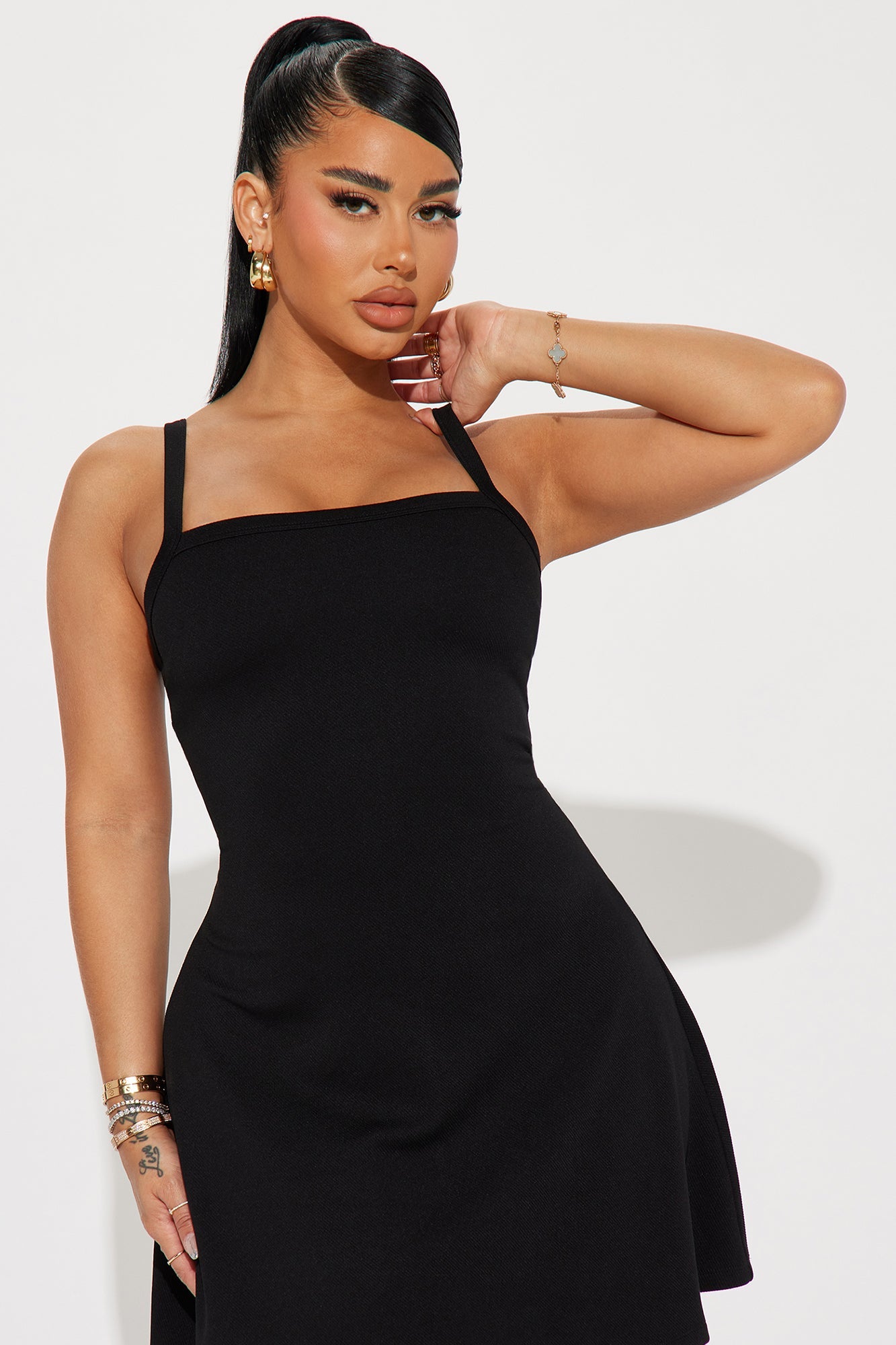 Adeline Skater Mini Dress - Black