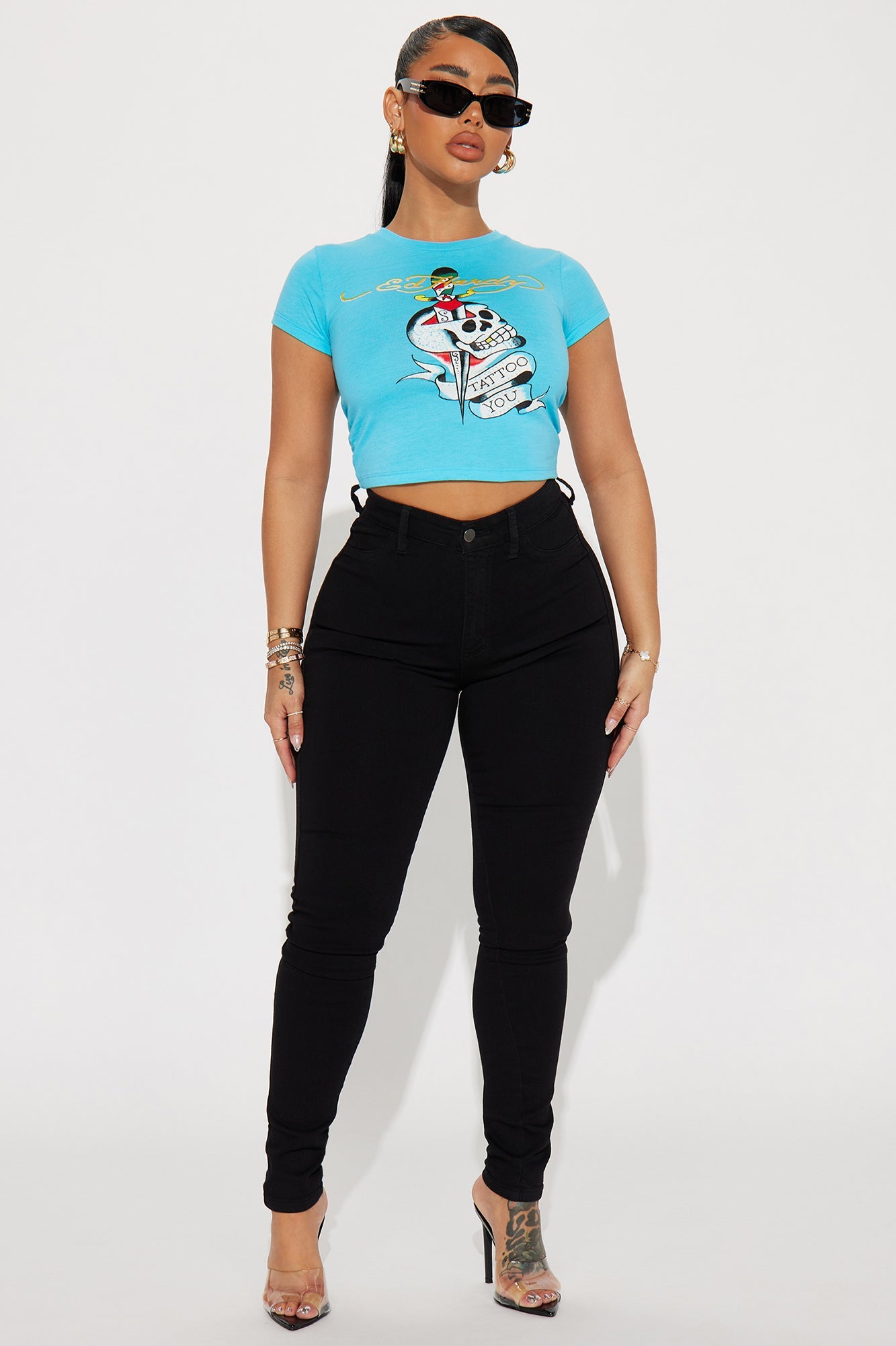 Ed Hardy Crop Top - Aqua