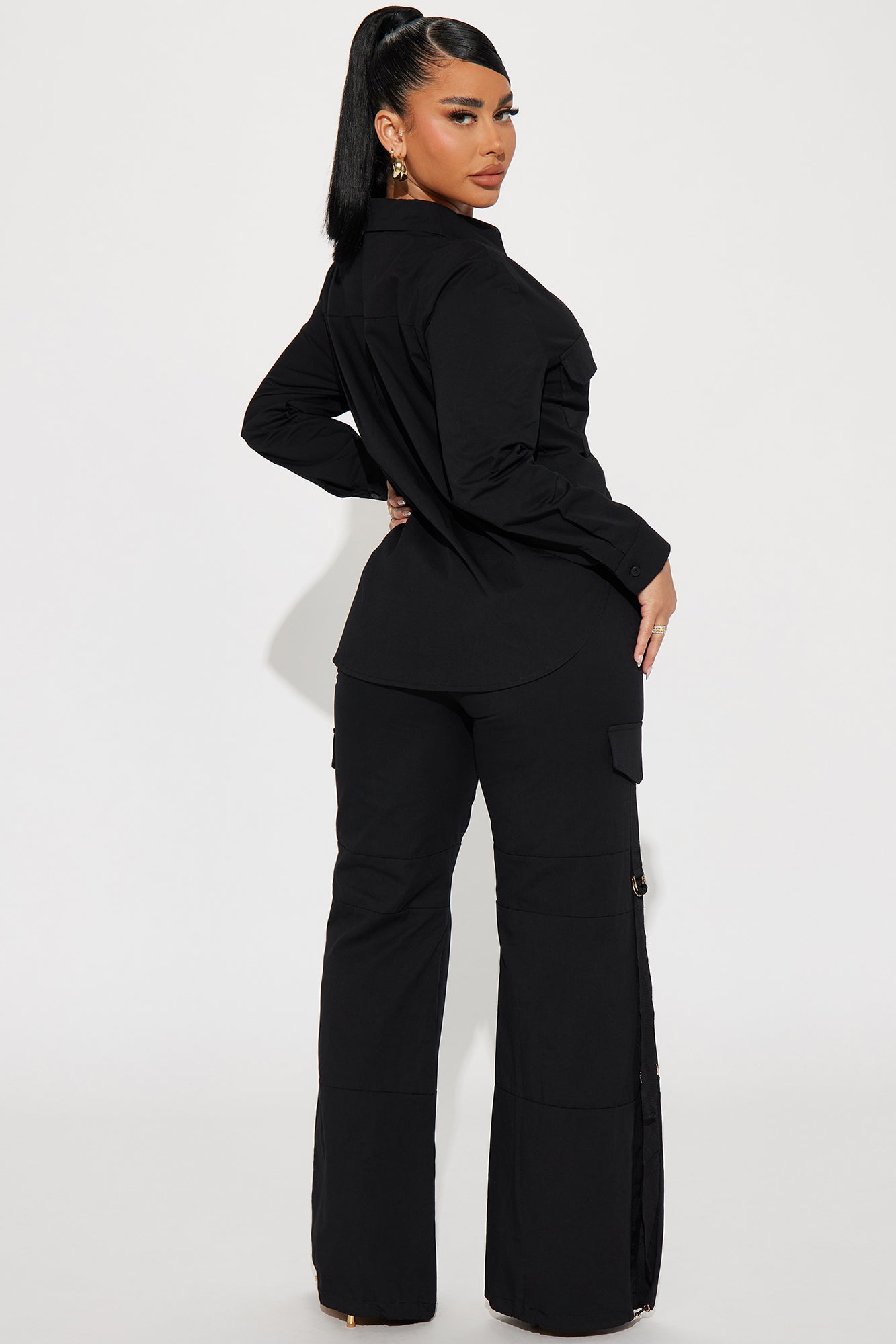 Crazy Like Me Cargo Pant Set - Black