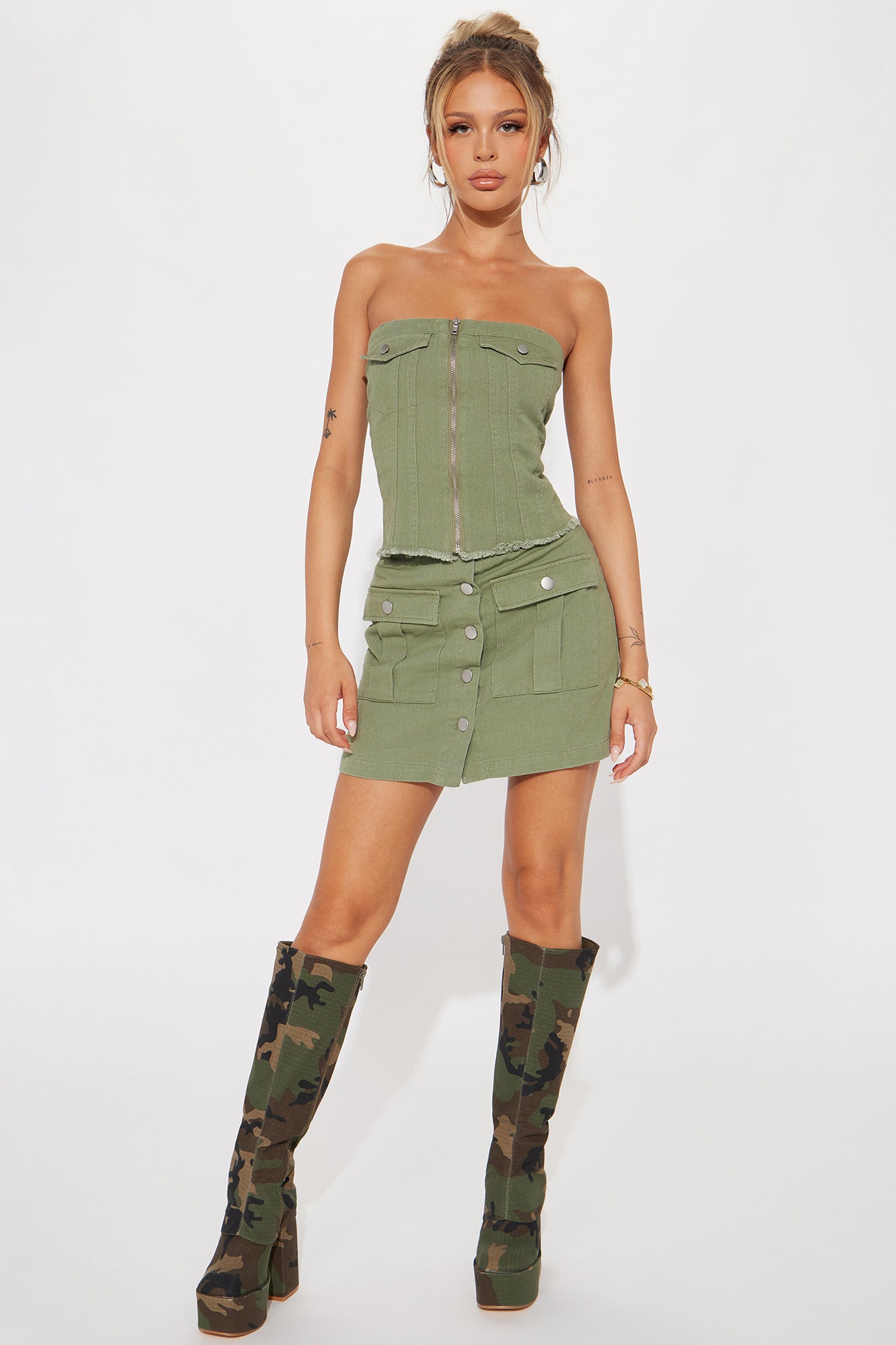 Kora Skirt Set - Olive