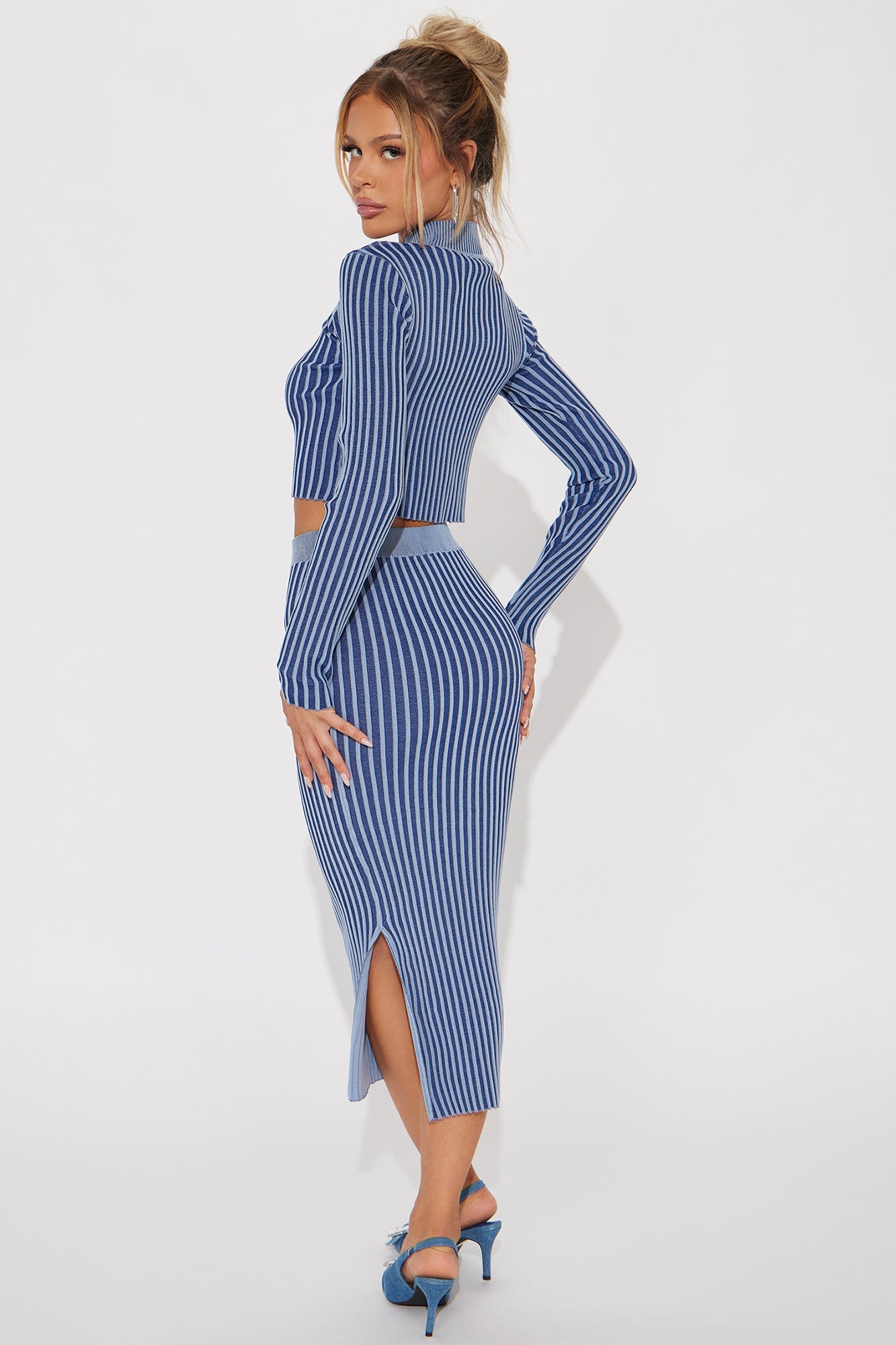 Dream About Me Skirt Sweater Set - Blue/combo