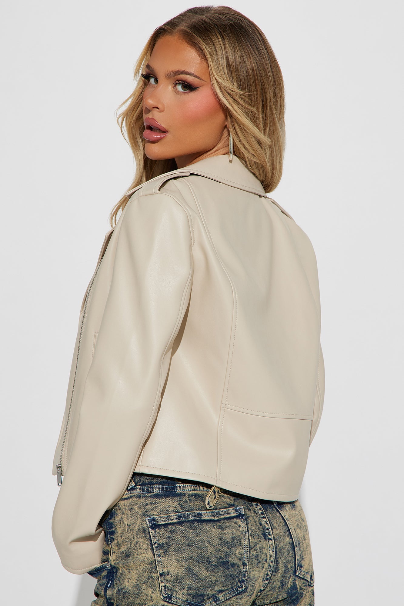 End Of The Road Faux Leather Jacket - Cream