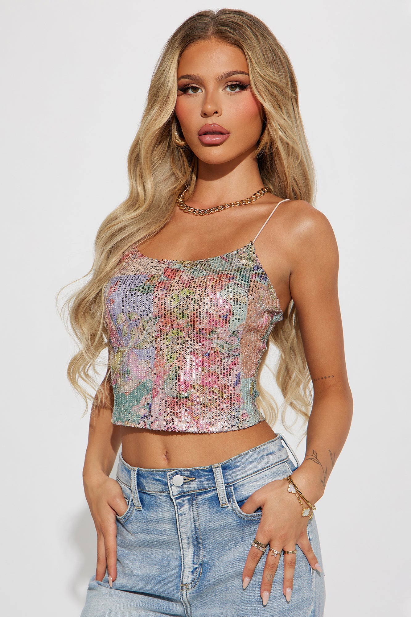 All That Sparkles Sequin Top - Blush/combo