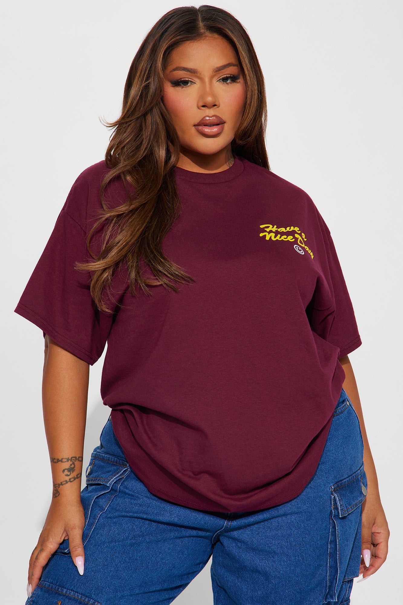 Have A Nice Day Graphic Tee - Burgundy
