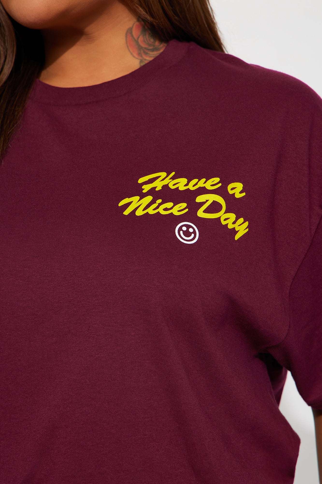 Have A Nice Day Graphic Tee - Burgundy