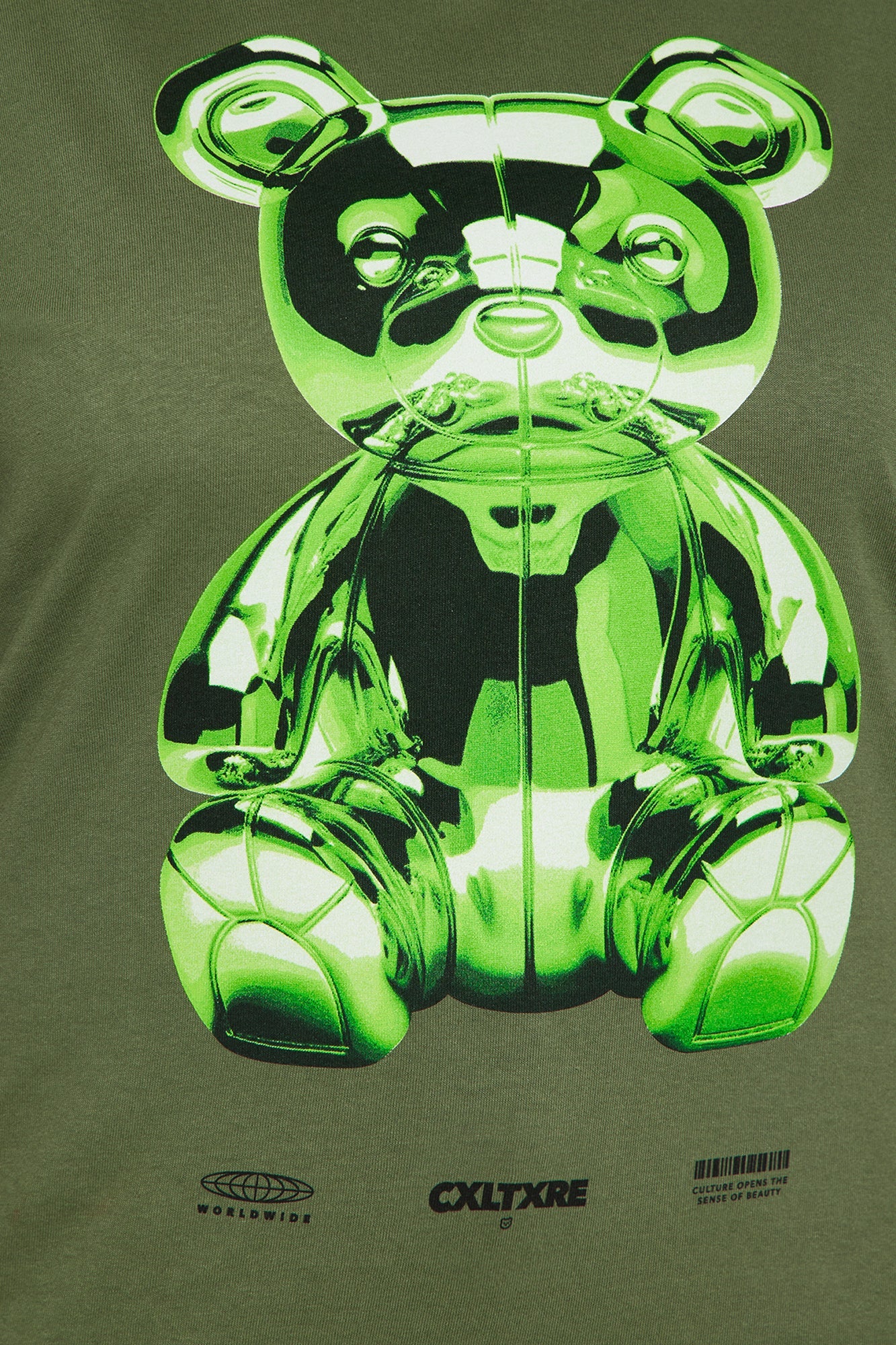 Chrome Teddy Bear Graphic Tee - Sage