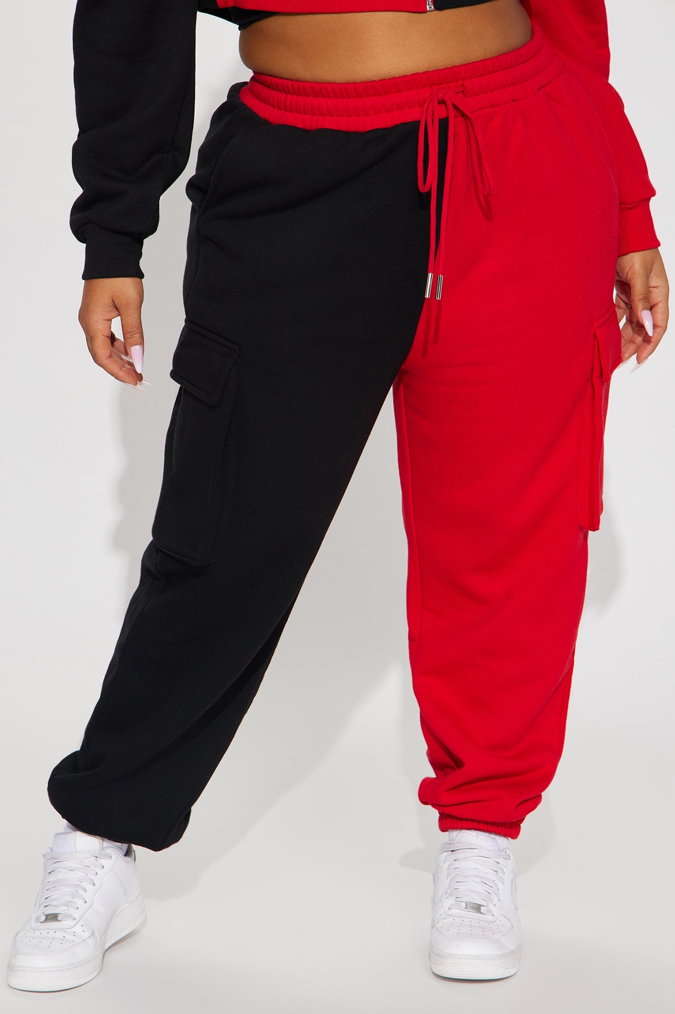 Melinda Color Block Lounge Jogger - Red/Black