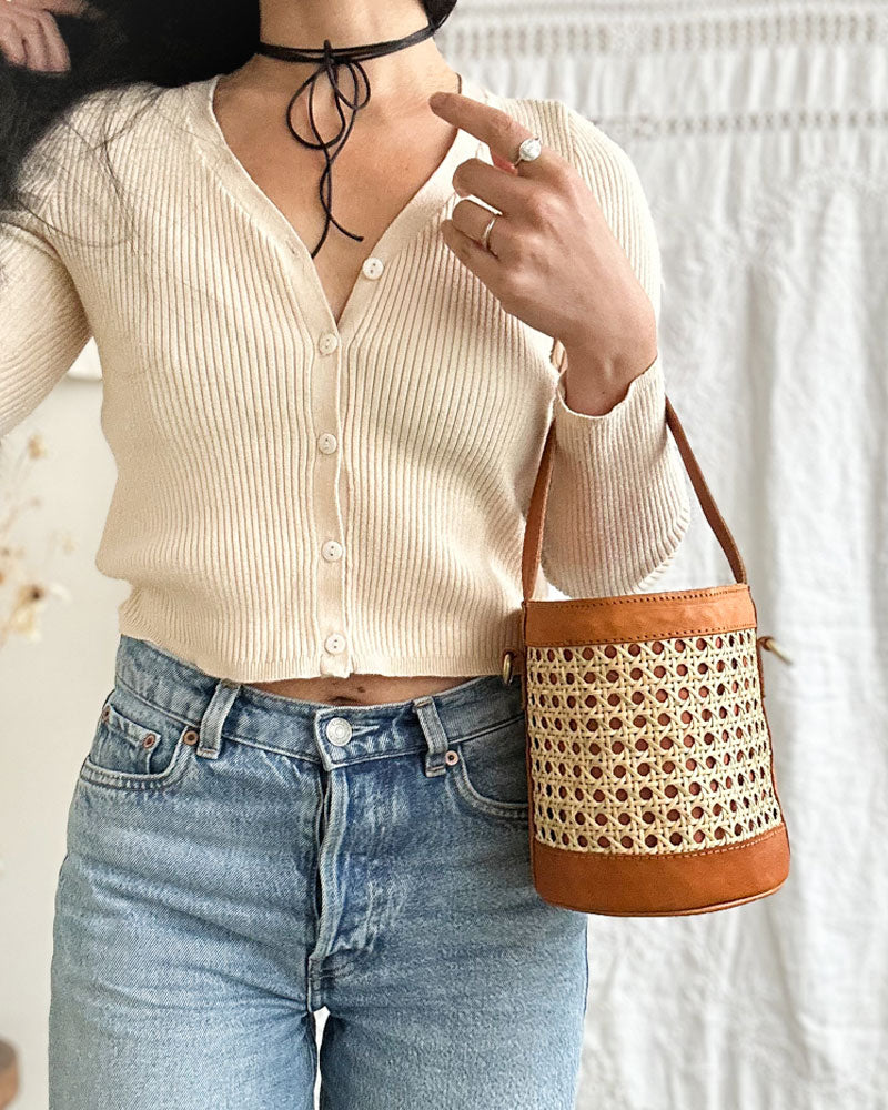 Tess Straw Bucket Bag