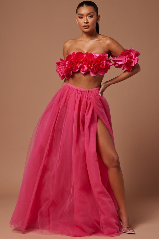 Shayna Tulle Maxi Skirt - Hot Pink