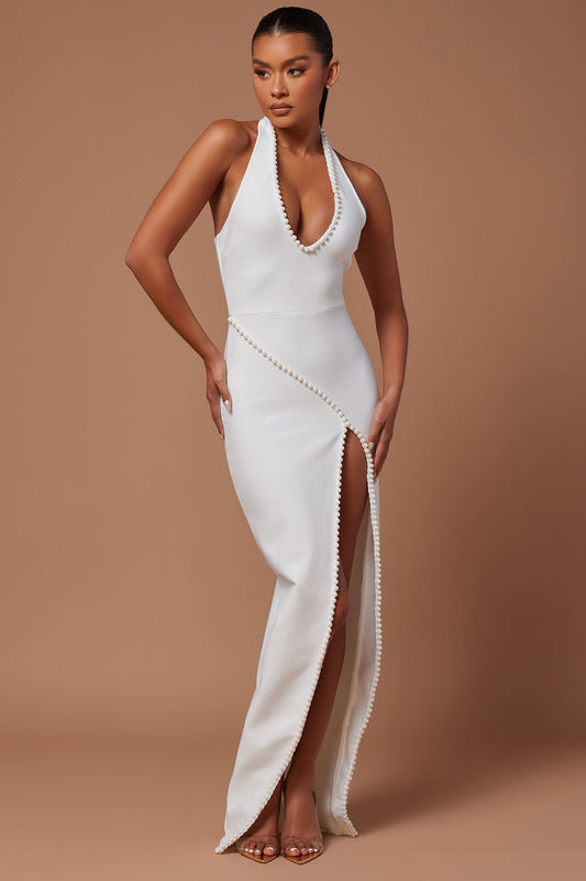 Ravenna Embellished Bandage Maxi Dress - White