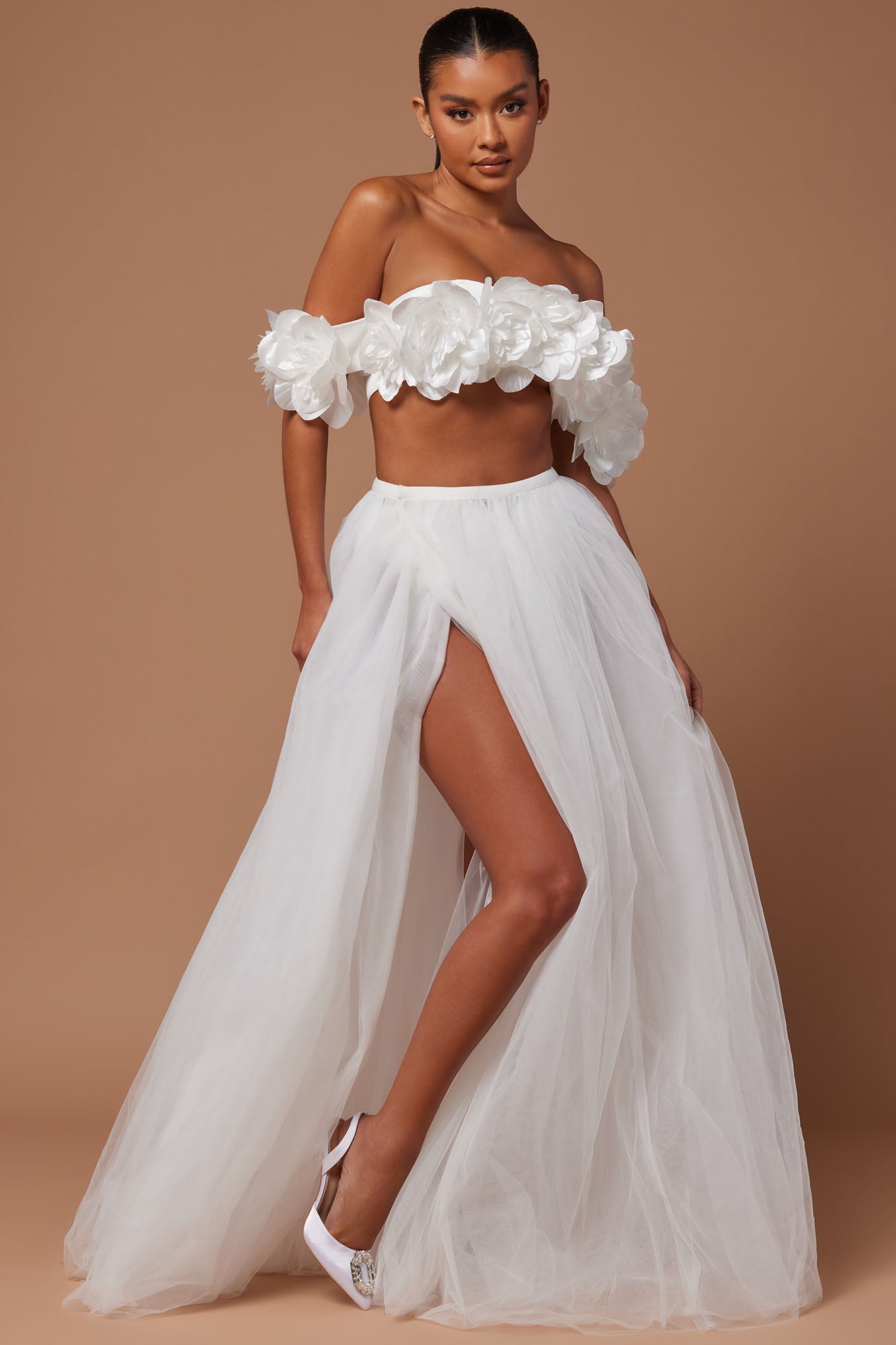 Shayna Tulle Maxi Skirt - White
