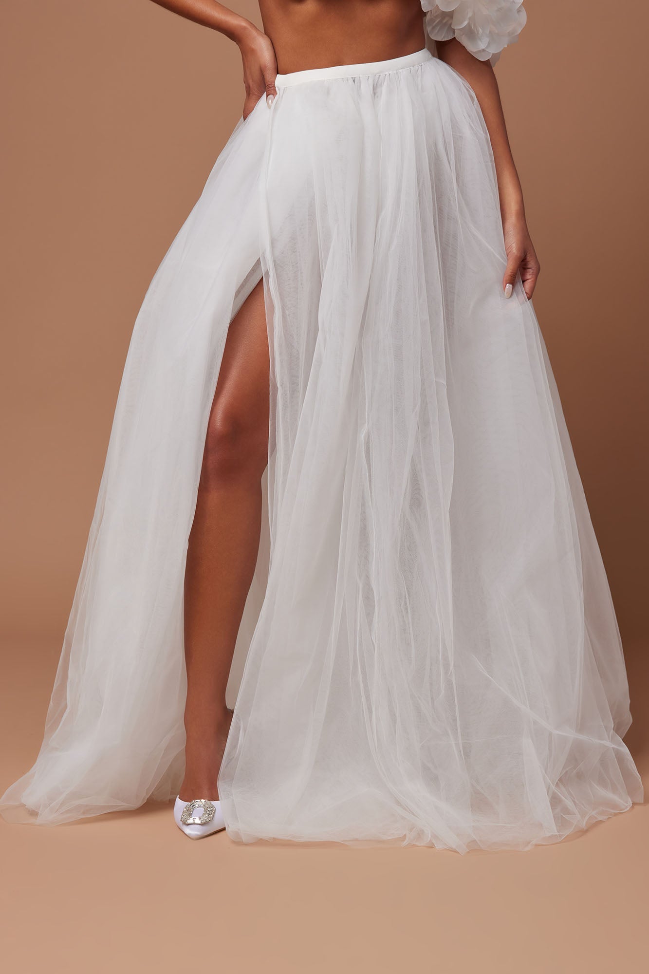 Shayna Tulle Maxi Skirt - White
