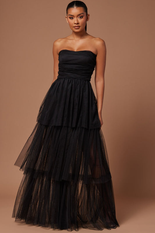 Nights In Venice Tulle Gown - Black