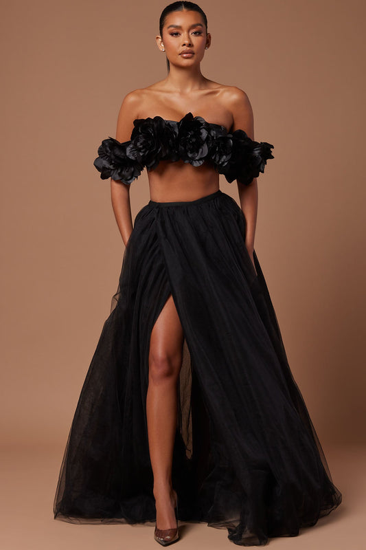 Shayna Tulle Maxi Skirt - Black