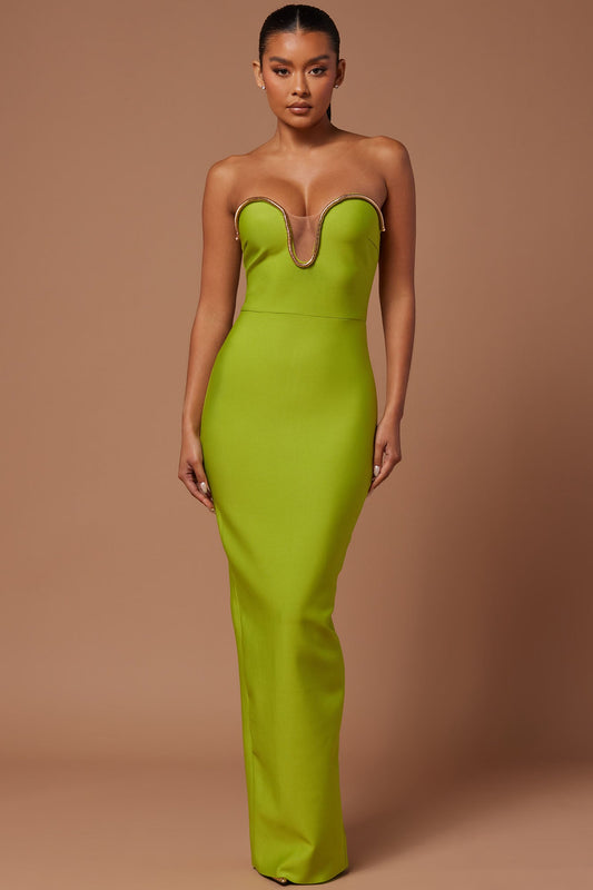 Alina Bandage Gown - Chartreuse