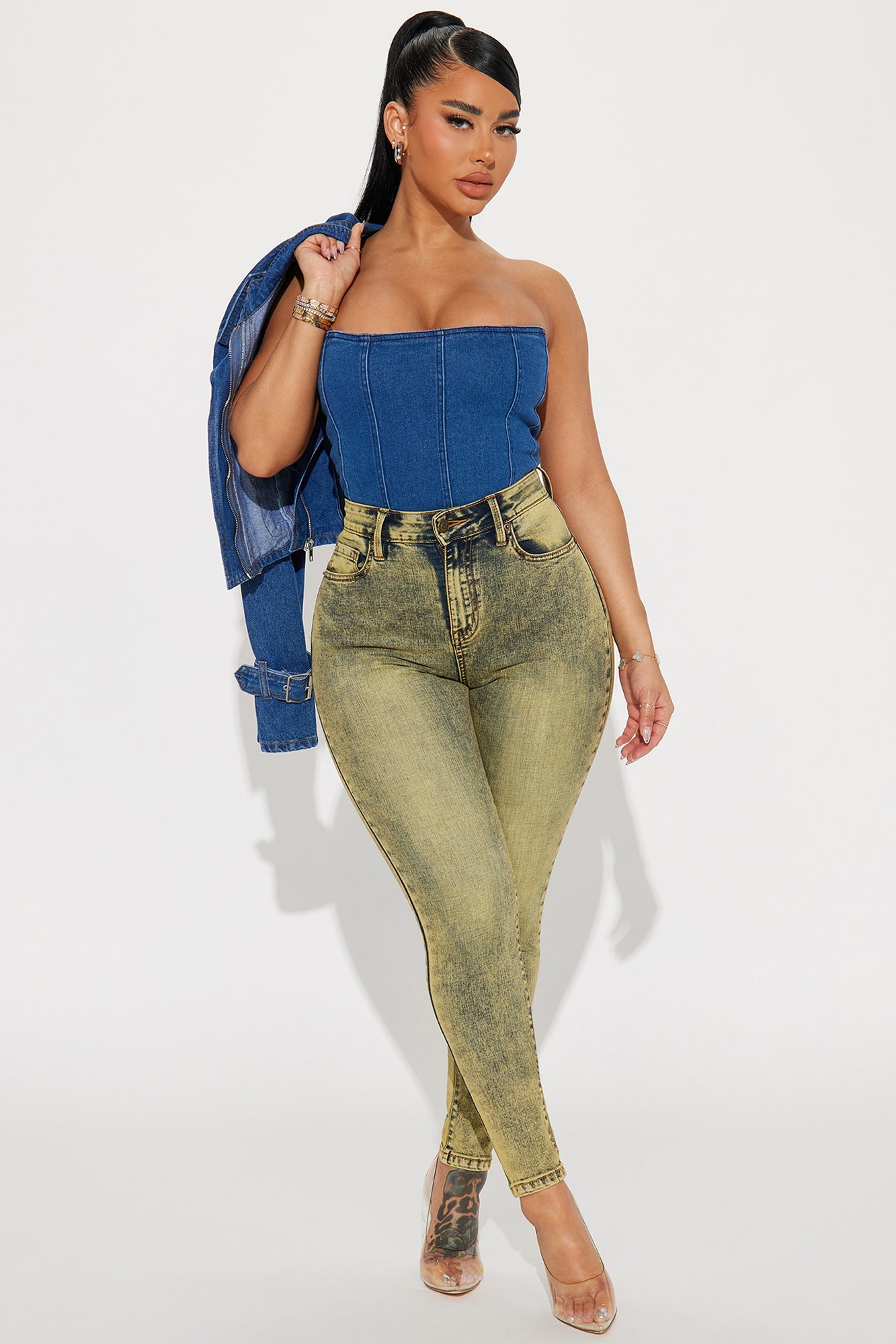 It's Giving High Stretch Curvy Skinny Jeans - Yellow