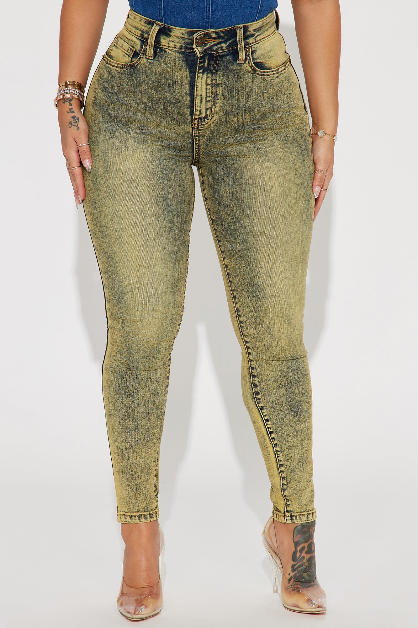 It's Giving High Stretch Curvy Skinny Jeans - Yellow