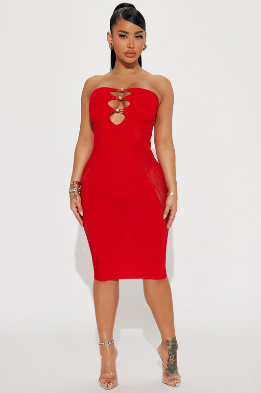 Like Woah Seamless Midi Dress - Red
