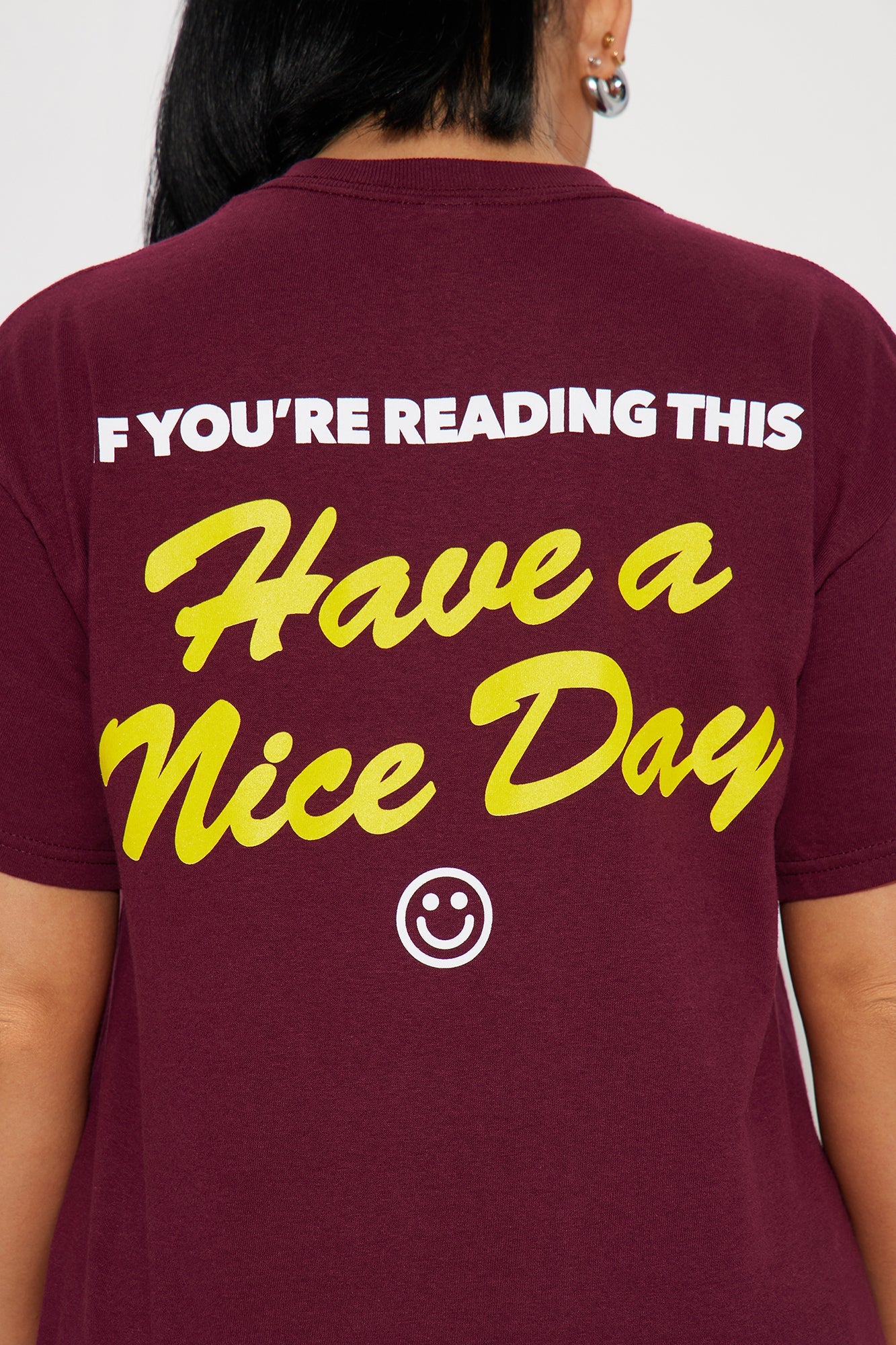 Have A Nice Day Graphic Tee - Burgundy
