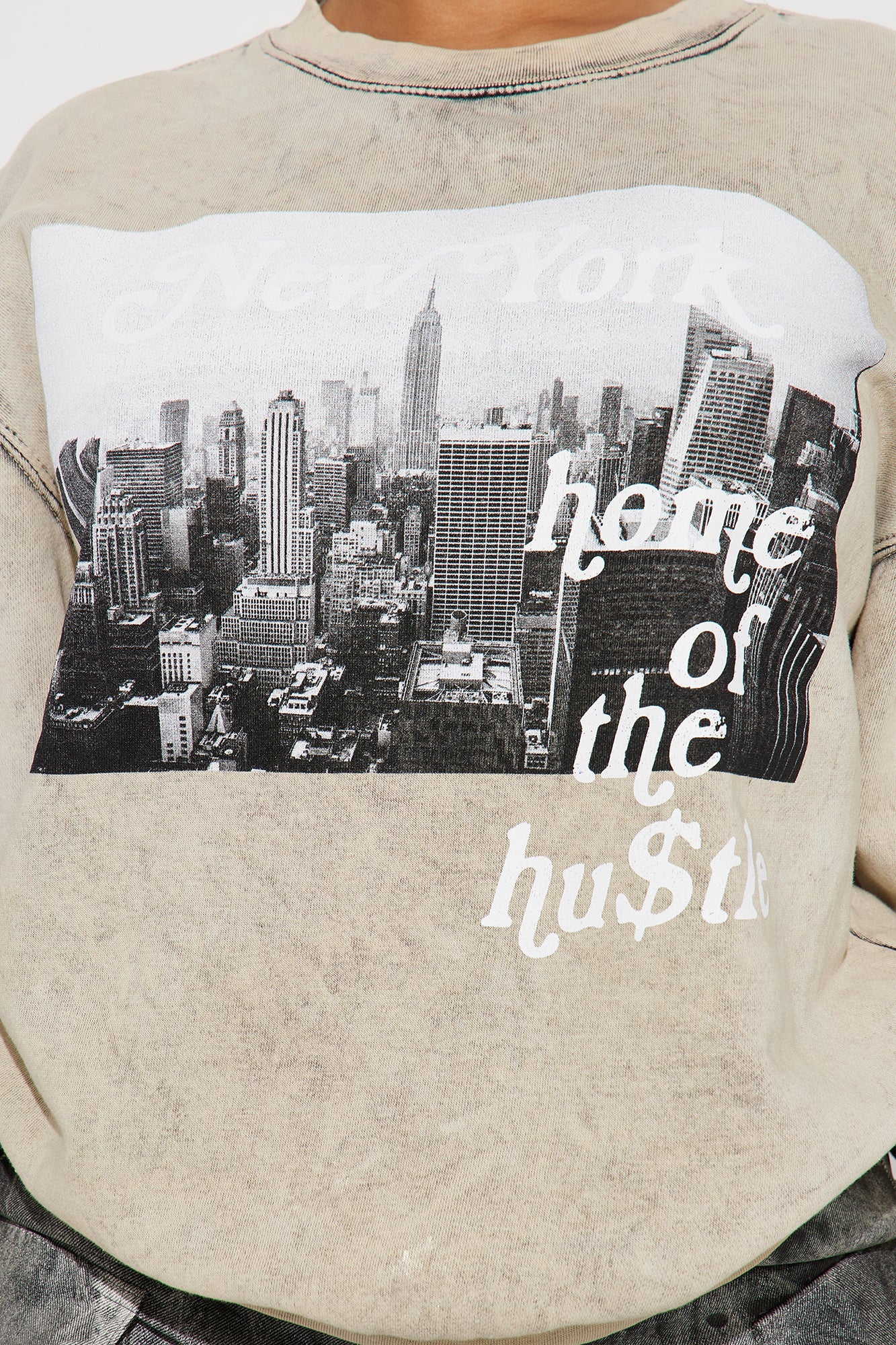 Home Of The Hustle Washed Sweatshirt - Grey/combo