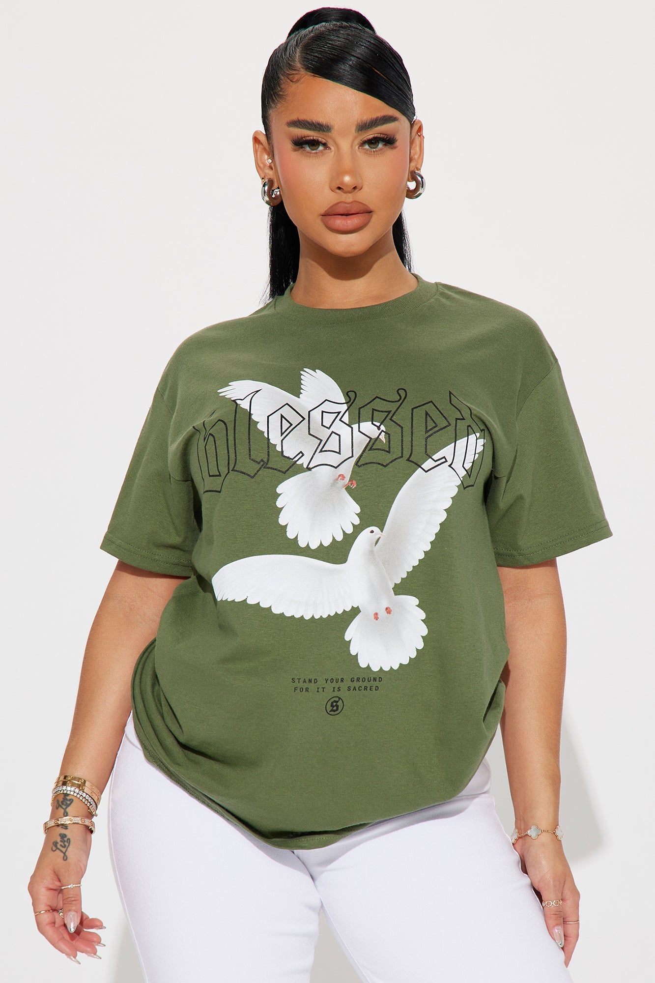 Stay Blessed Graphic Tee - Sage
