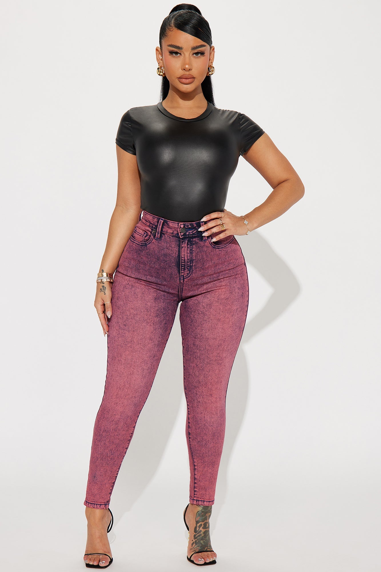 It's Giving High Stretch Curvy Skinny Jeans - Pink