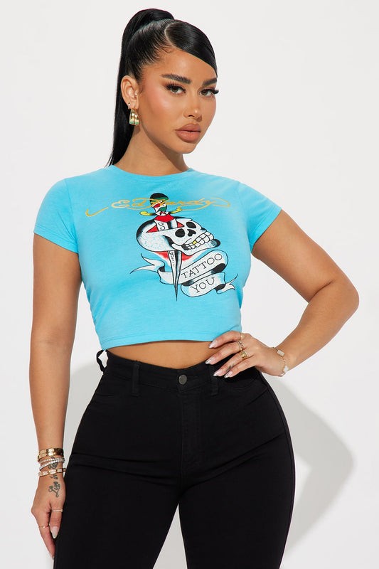 Ed Hardy Crop Top - Aqua