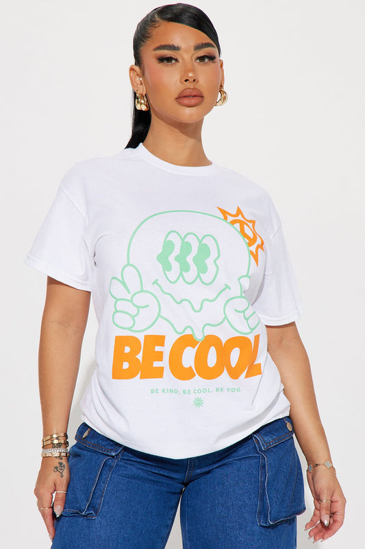 Be Kind Be Cool Smiley Tshirt - White