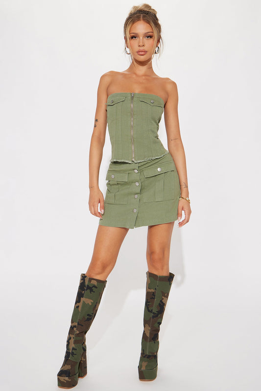 Kora Skirt Set - Olive