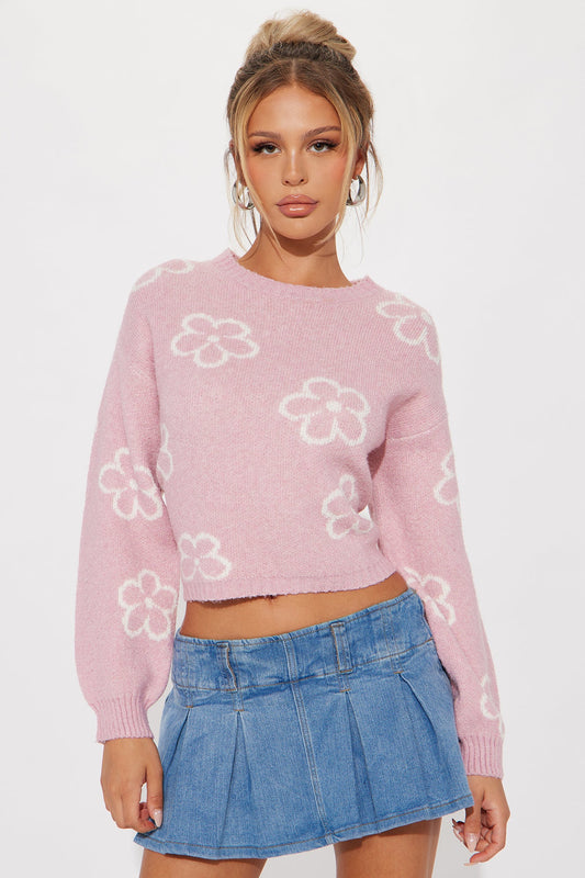 Cute As Is Floral Sweater - Pink/combo