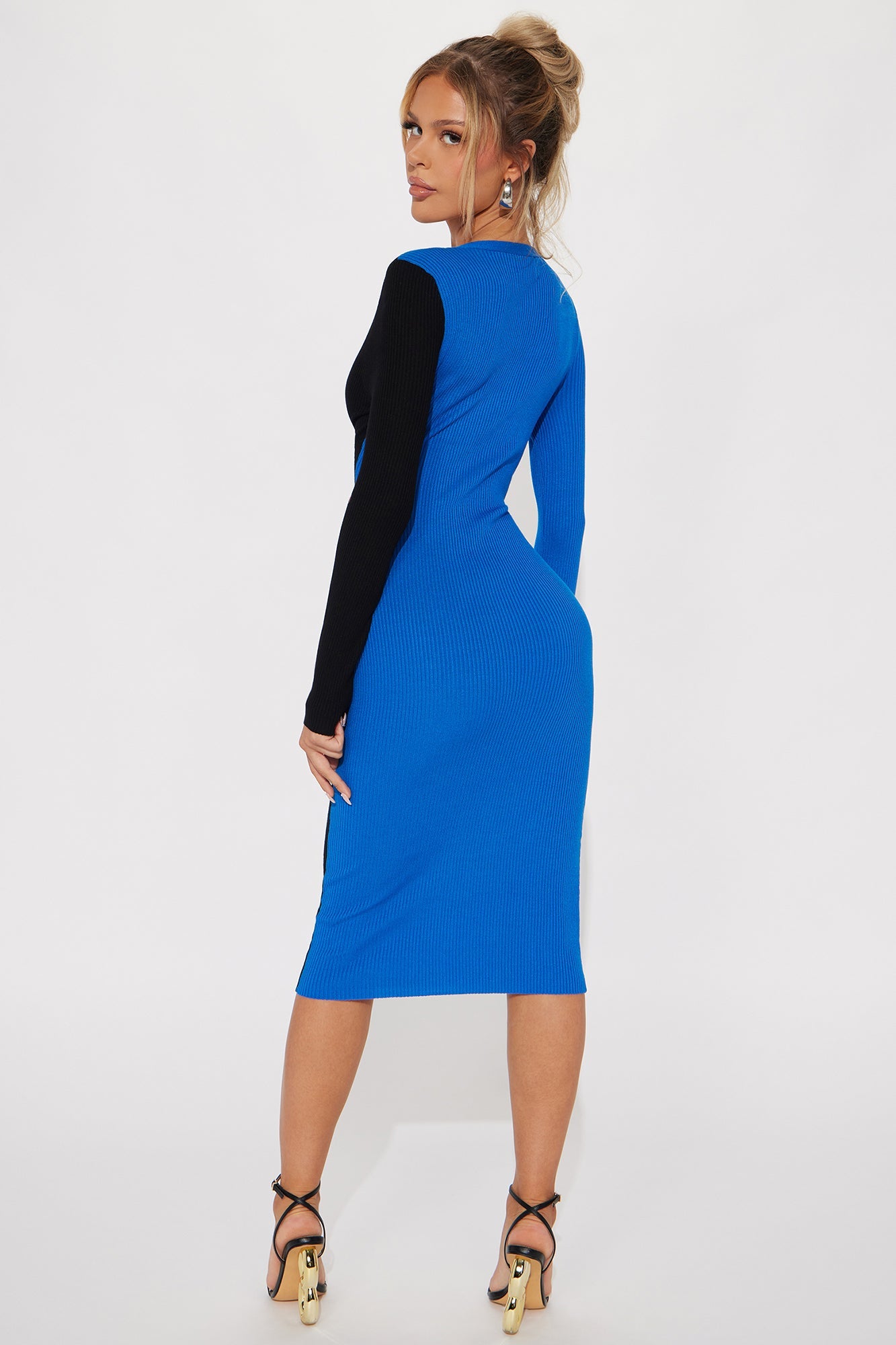 Cori Colorblock Sweater Midi Dress - Black/Blue