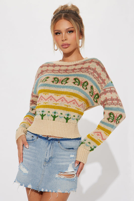 Cozy Festivities Sweater - Cream/combo