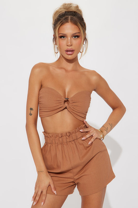 Cassidy Linen Short Set - Camel