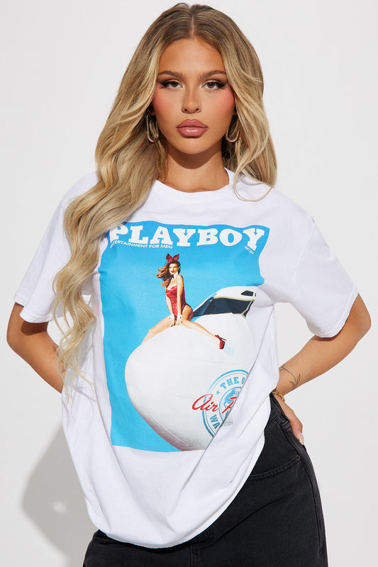 Only Way To Fly Playboy Graphic Tshirt - White