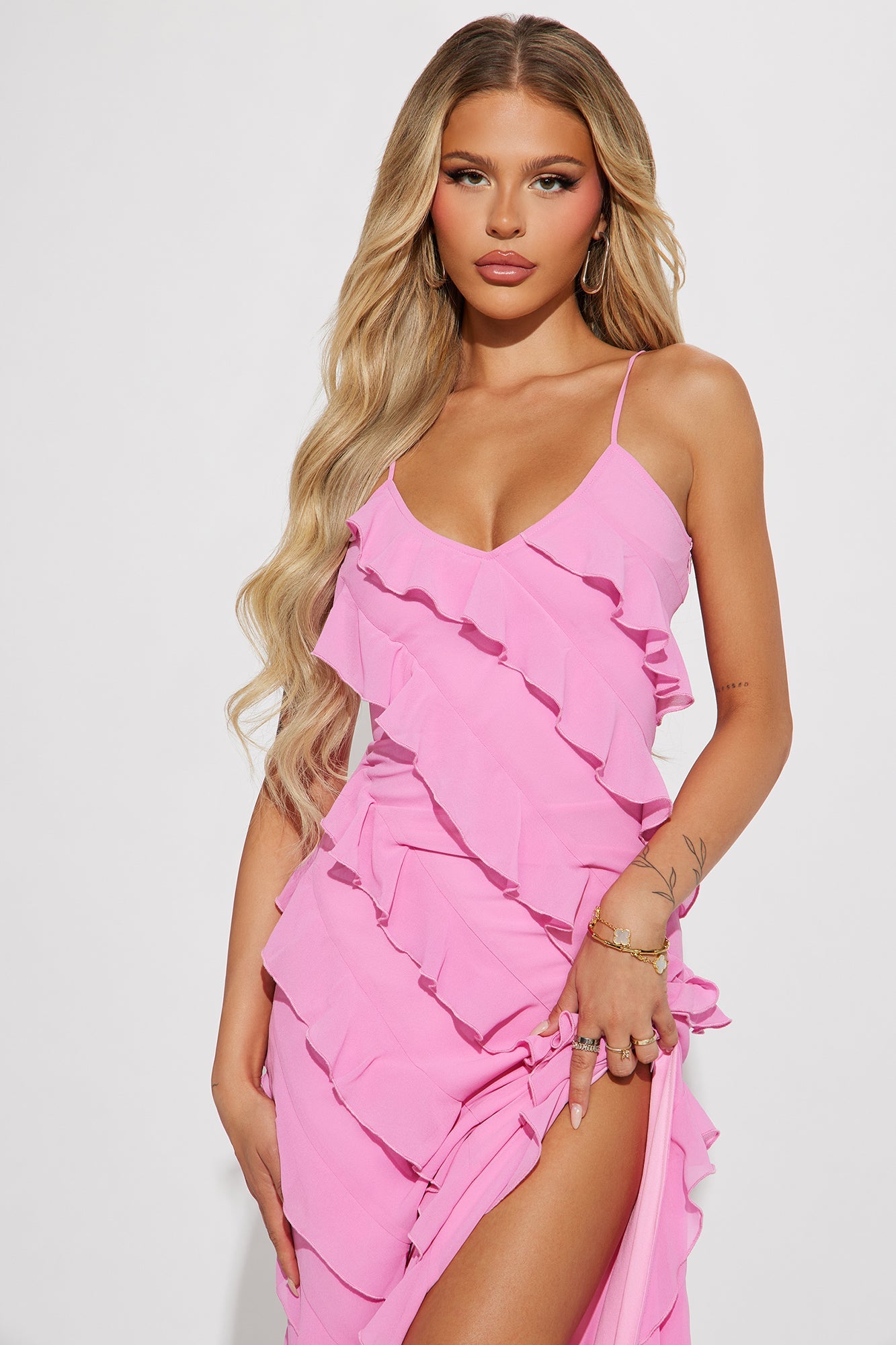 Felicia Ruffle Maxi Dress - Pink