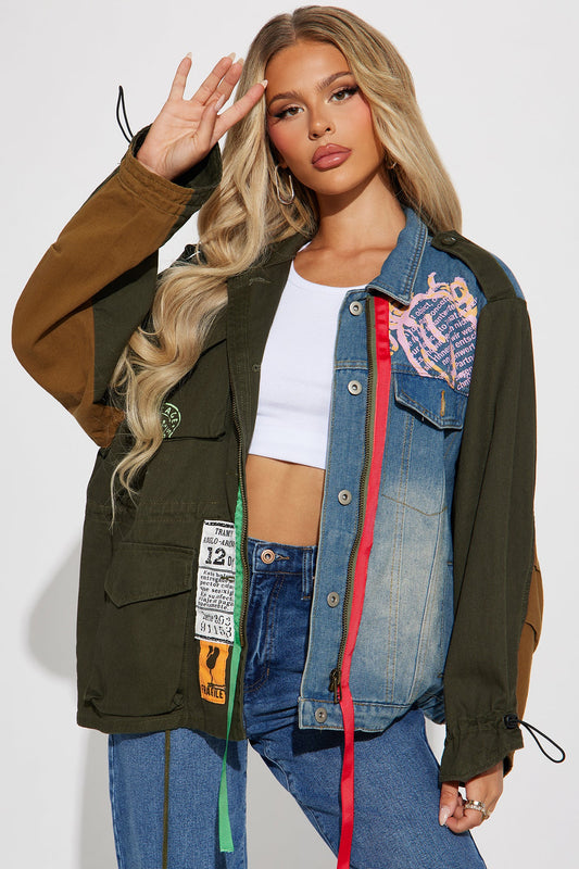 Montana Two Toned Jacket - Olive/combo